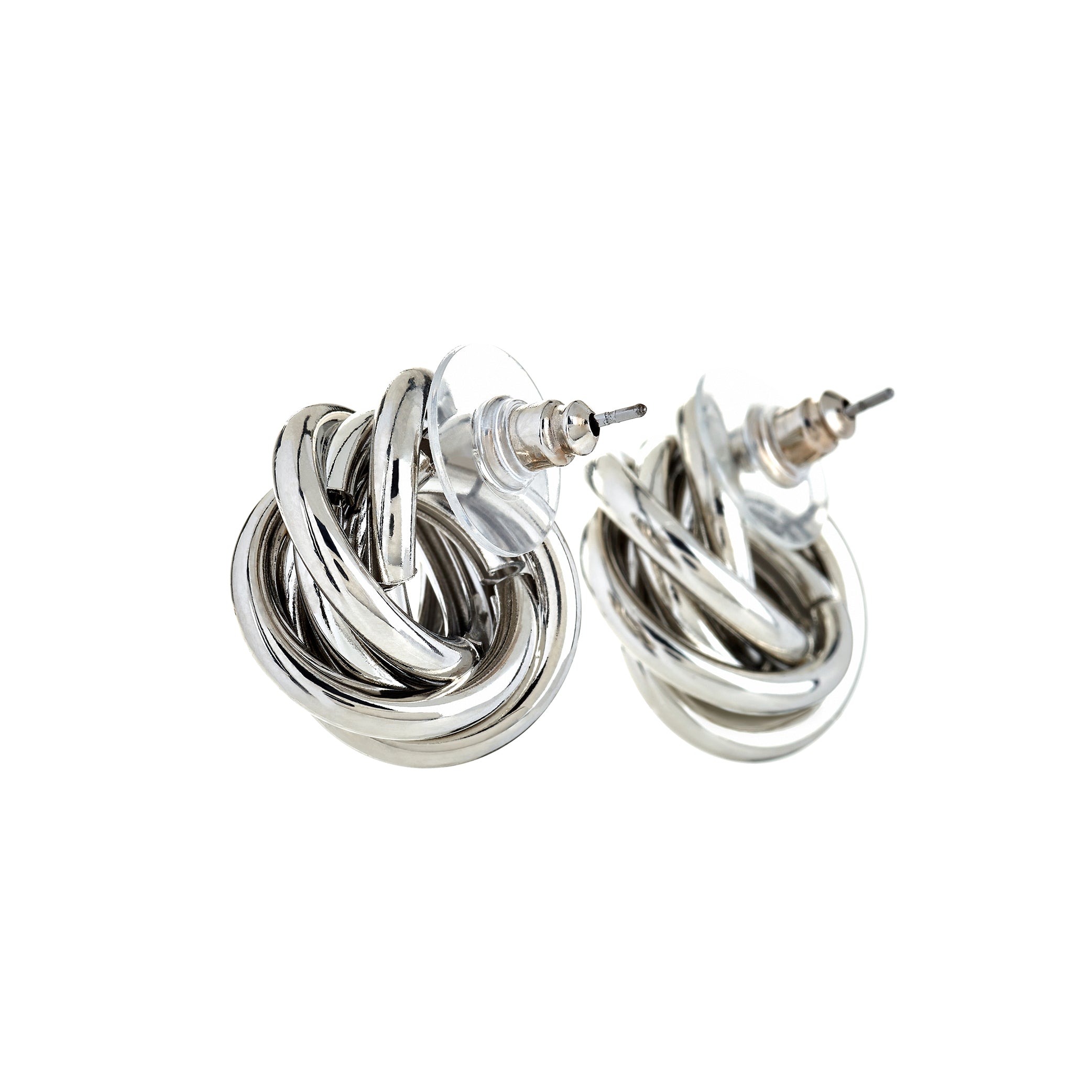 Silver 3D Swirl Love Knot Earrings