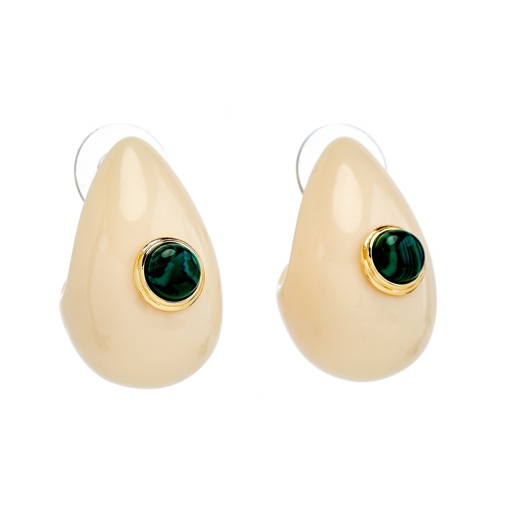 Ivory Teardrop Pierced Earrings