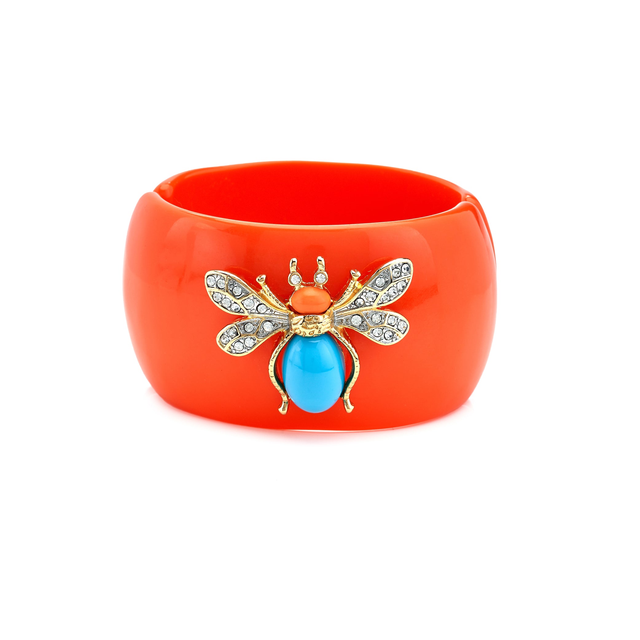 Coral Bee Motif Cuff Bracelet