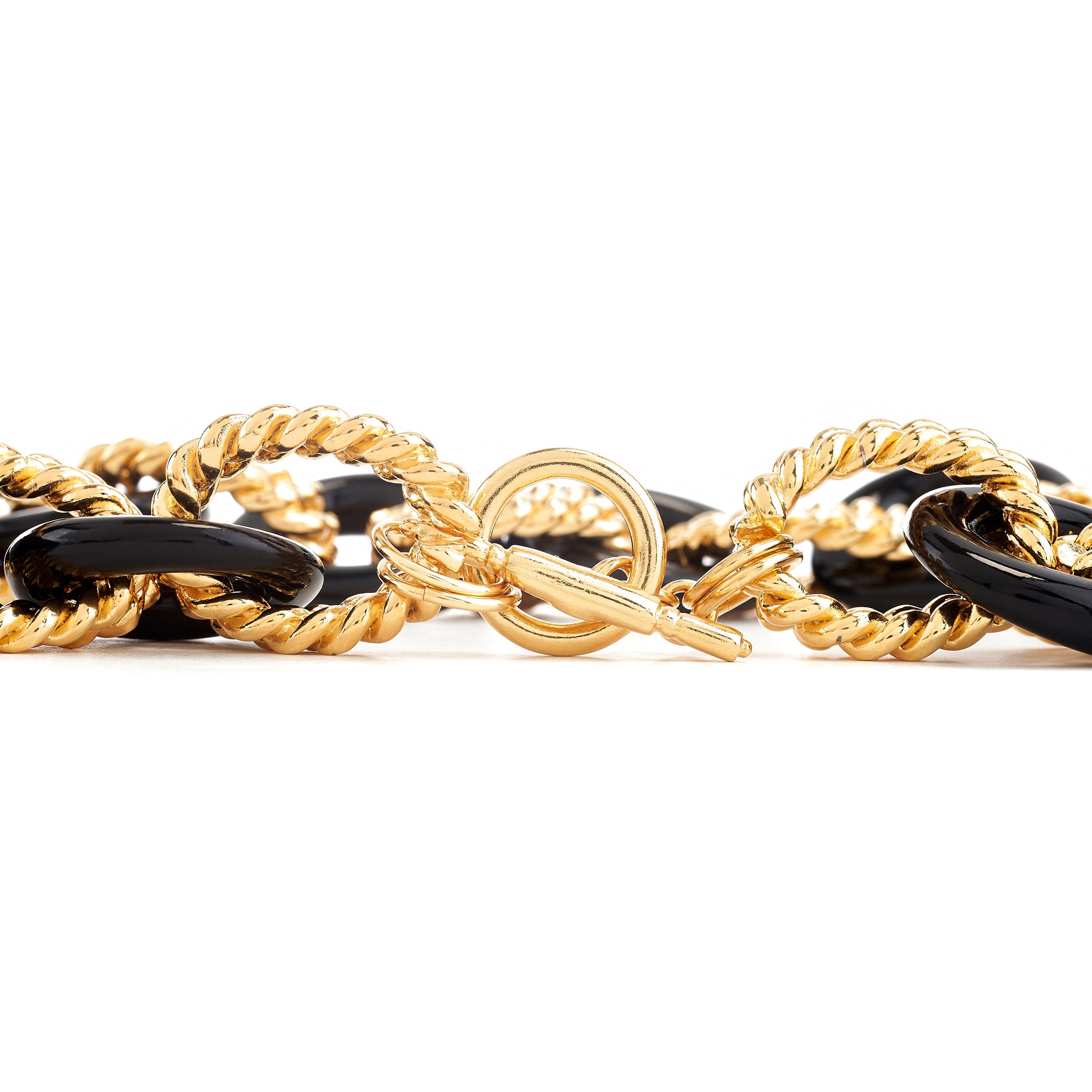 Gold & Black Twist Link Necklace