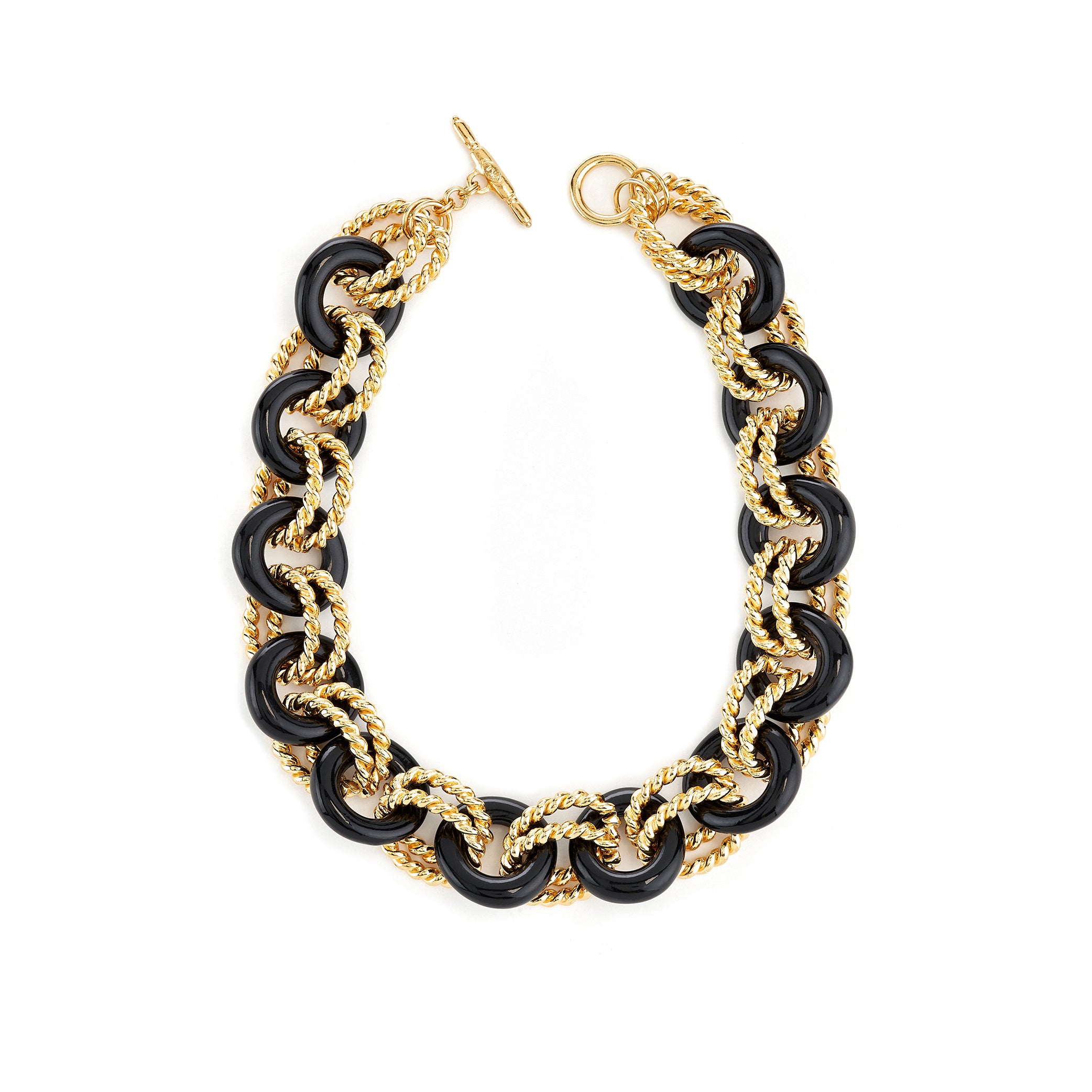 Gold & Black Twist Link Necklace
