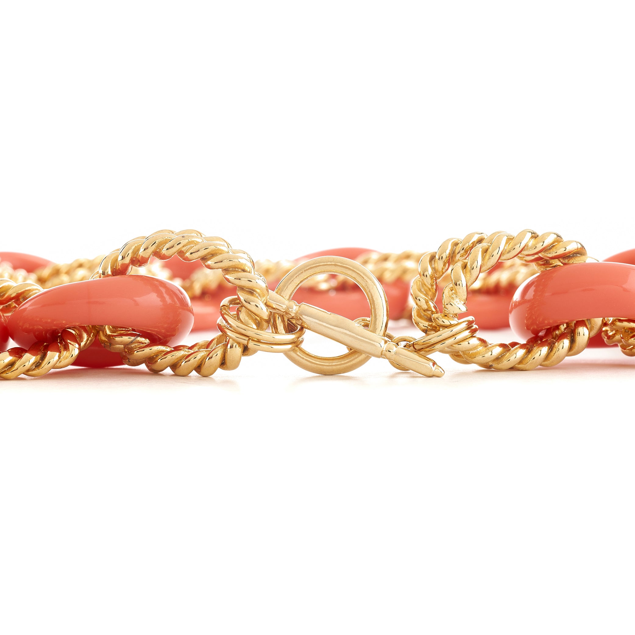 Gold & Coral Twist Link Necklace