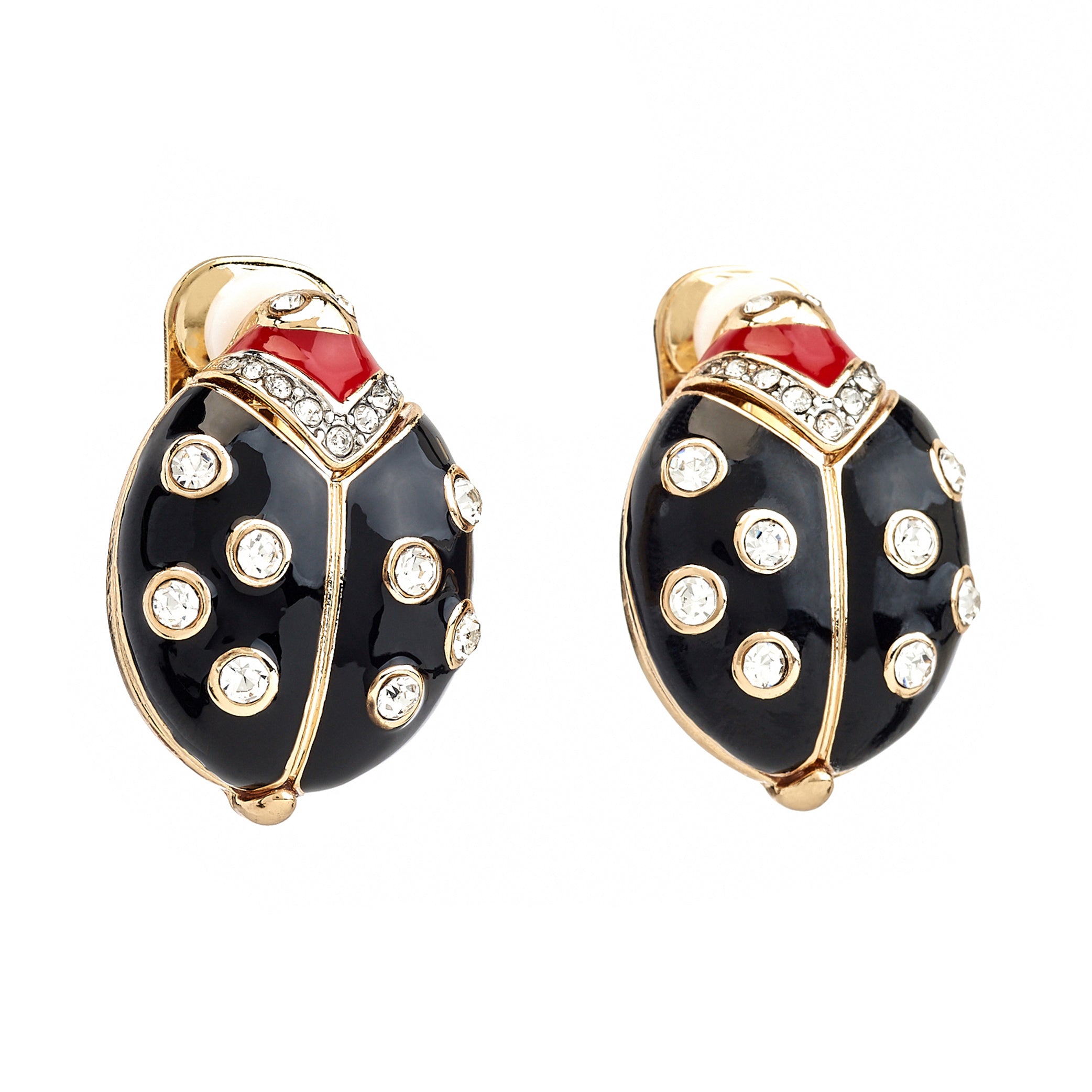 Black Ladybug Clip-On Earrings