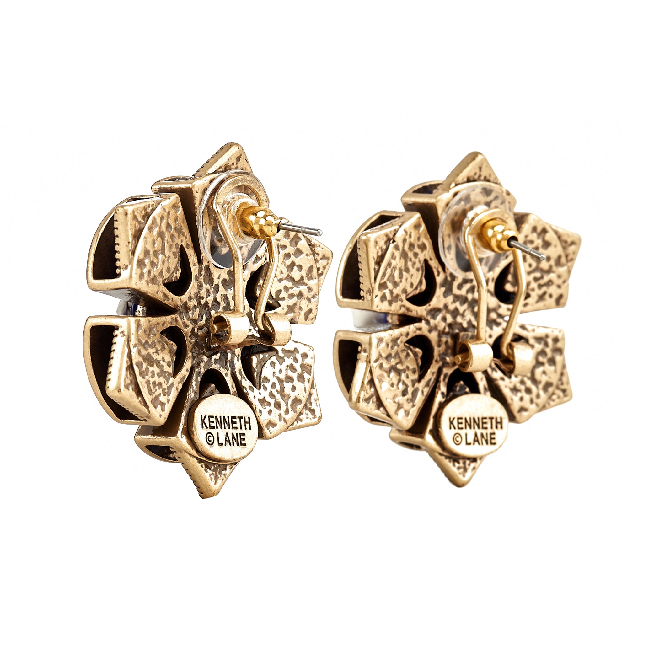 Antique Gold Sapphire Cabochon Earrings