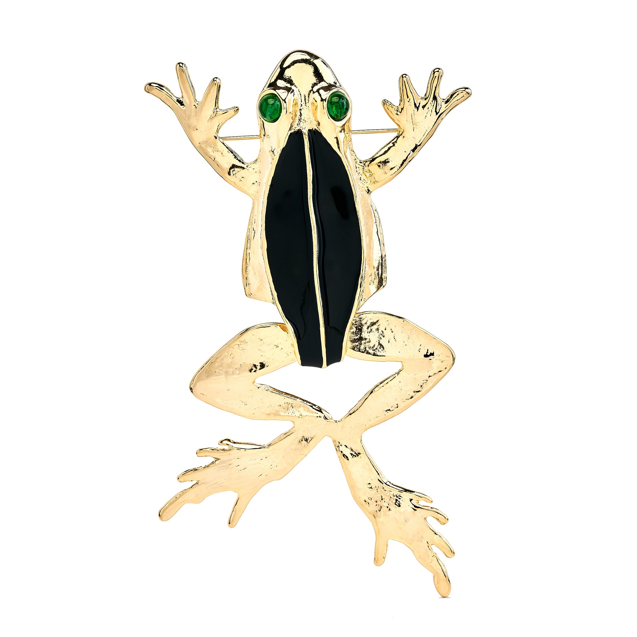 Gold and Black Enamel Frog Pin