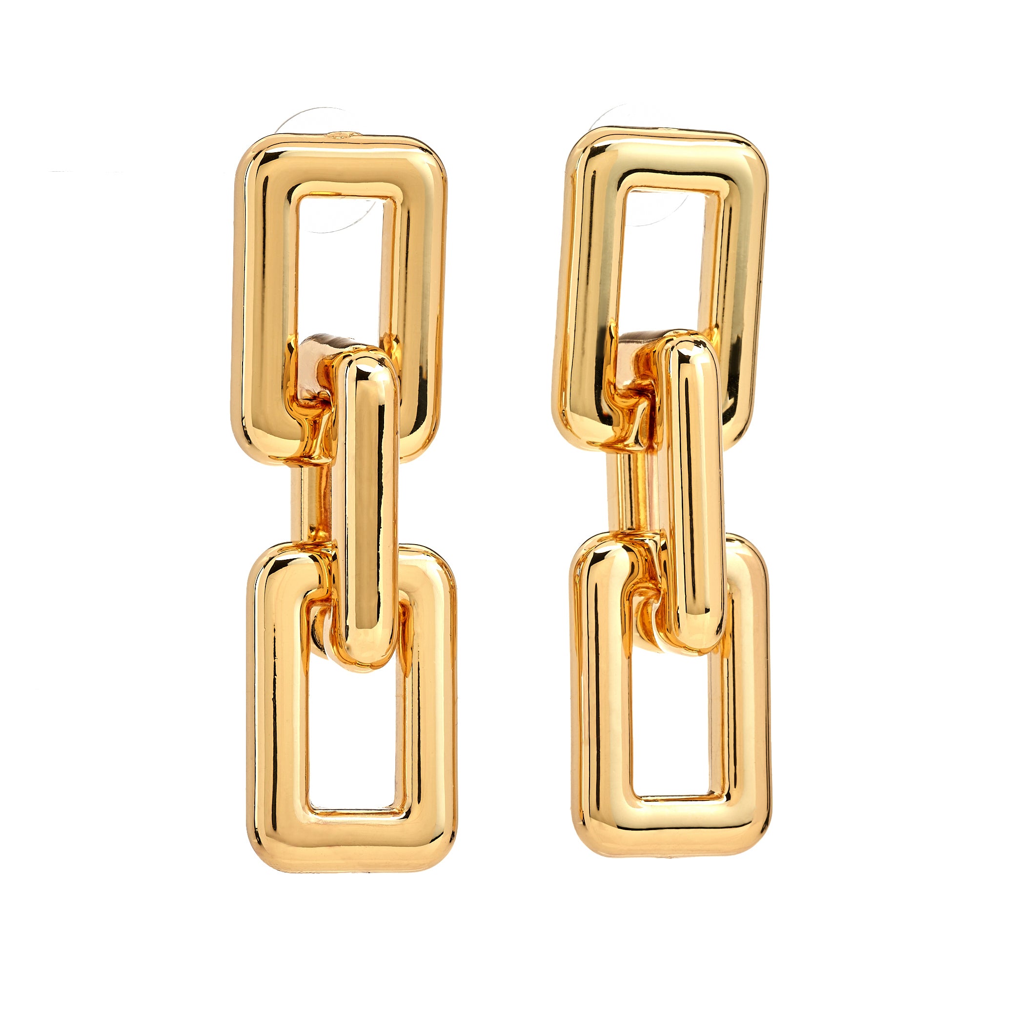 Rectangle Link Drop Pierced Earrings