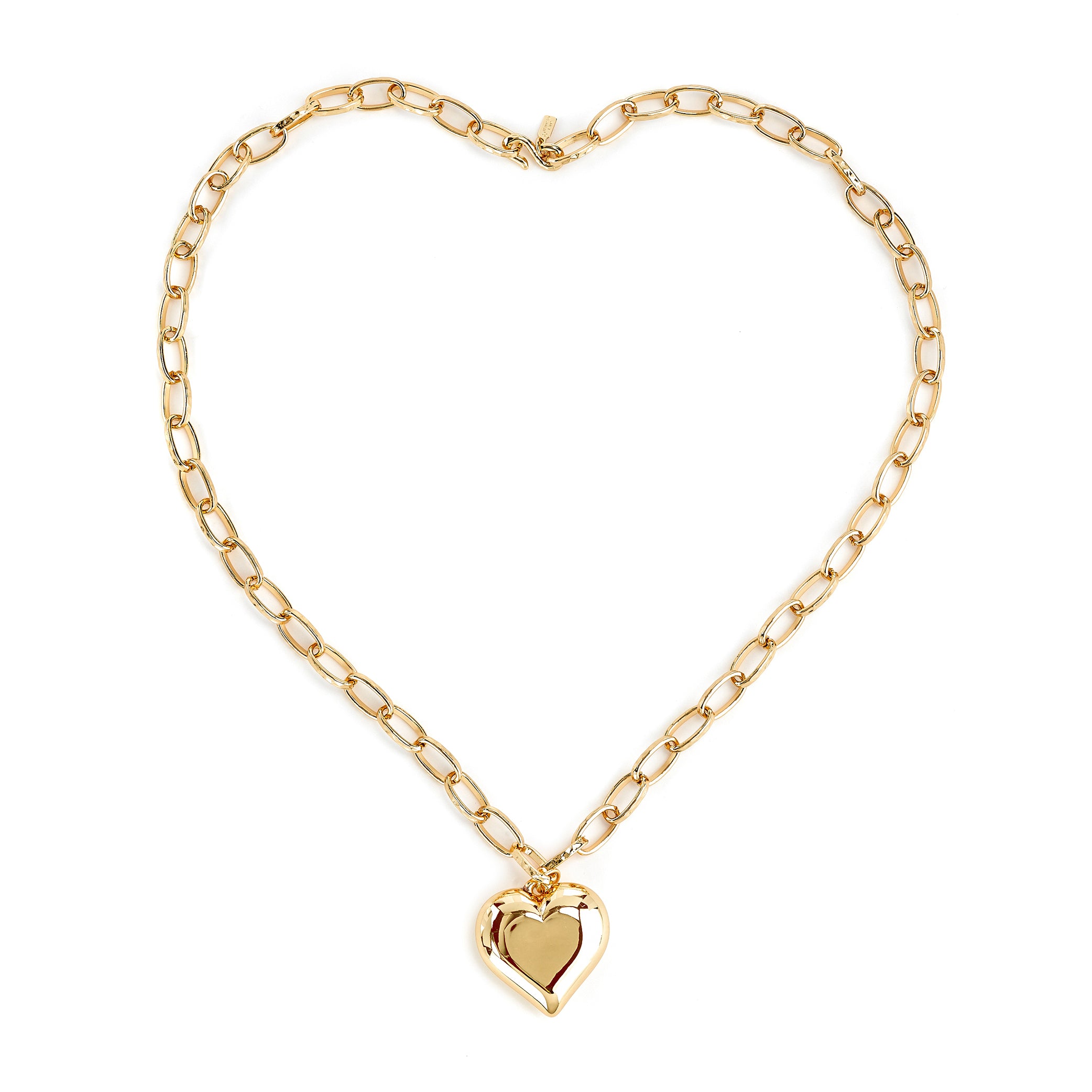Puffed Heart Pendant Chain Necklace