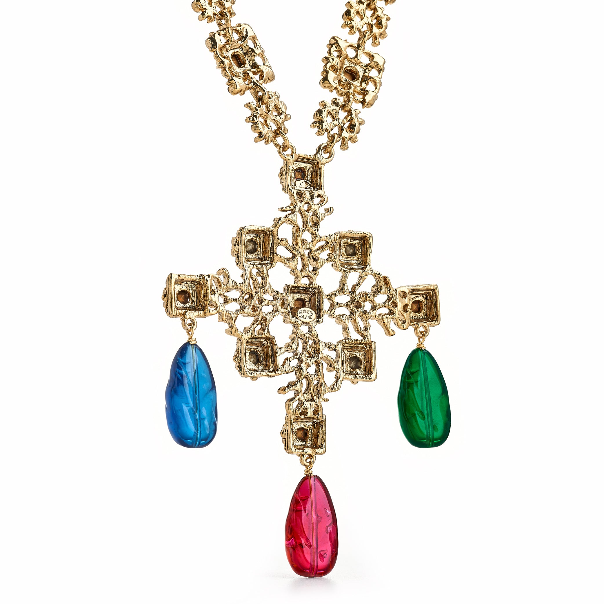 Vintage Light Antique Gold Multi-Drop Pendant Necklace