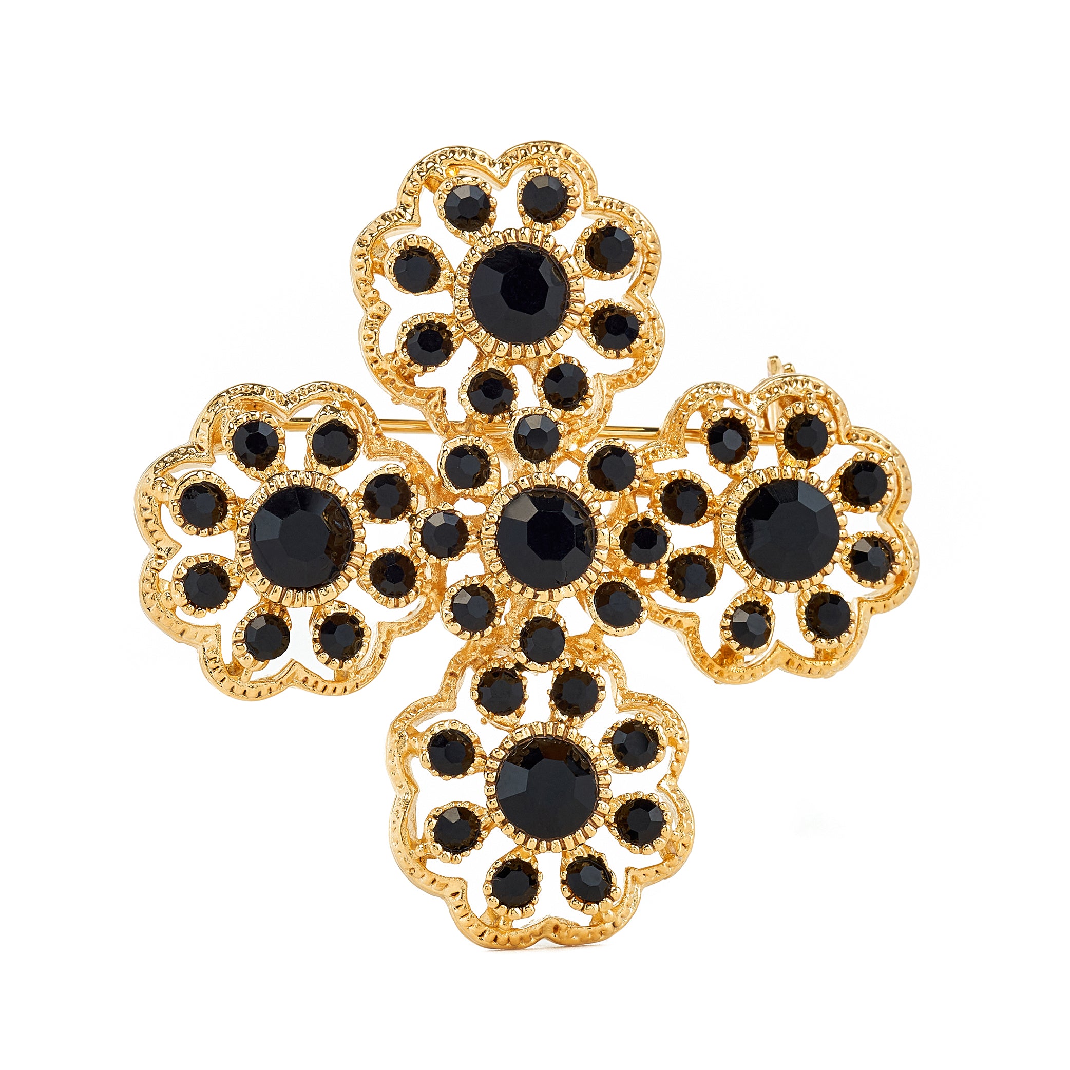 Jet Flower Cluster Pin