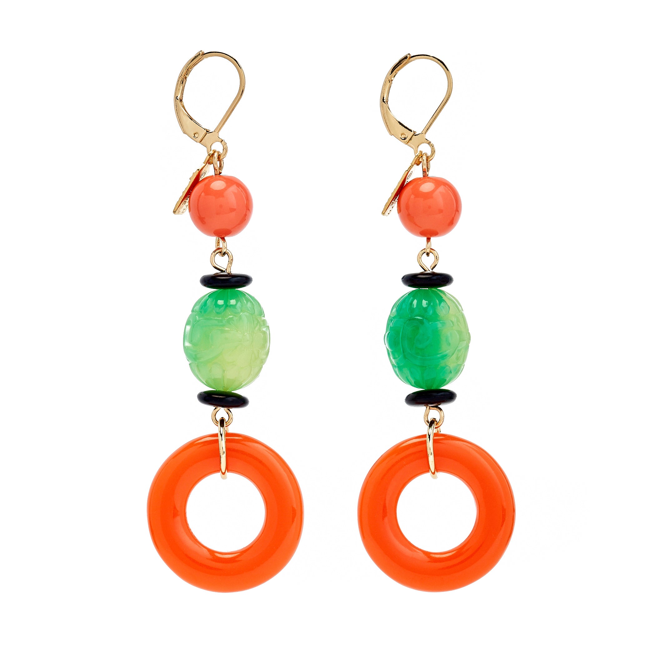 Carved Jade Eurowire Earrings