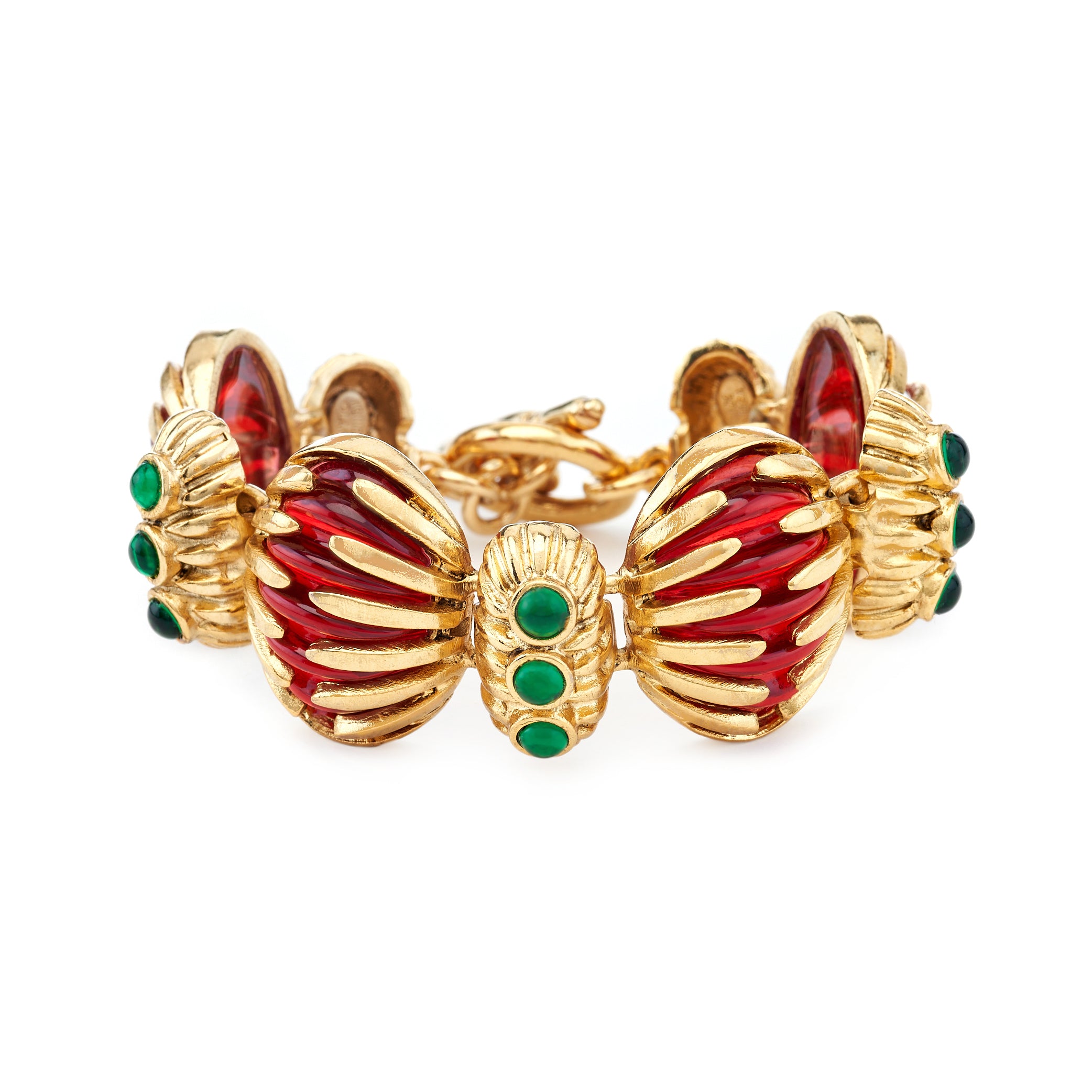Vintage Ruby & Emerald Toggle Bracelet