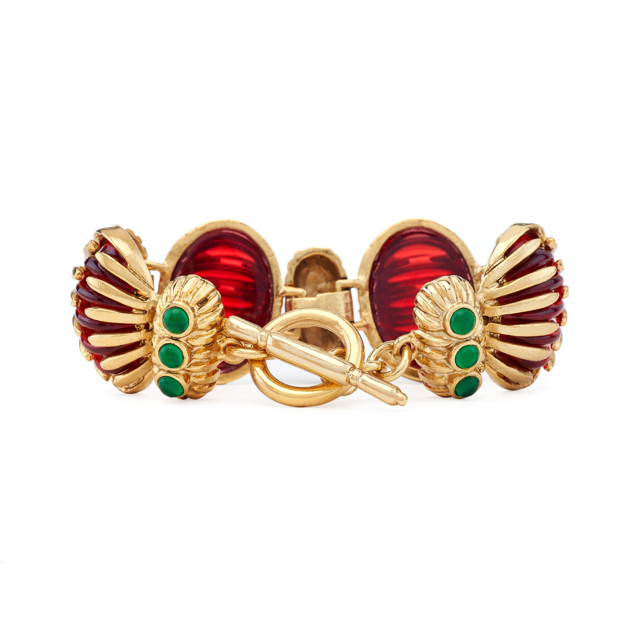 Vintage Ruby & Emerald Toggle Bracelet