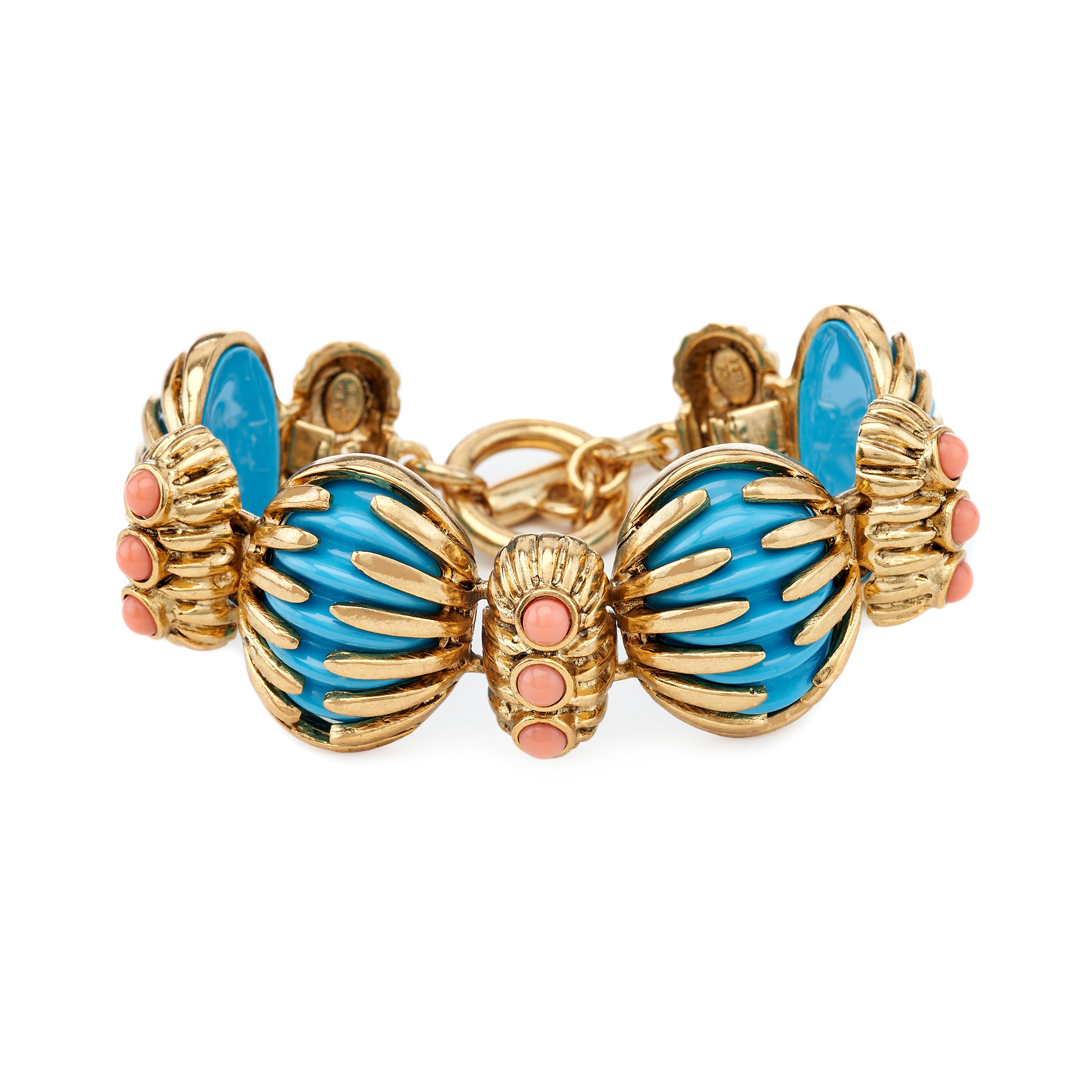 Vintage Turquoise & Coral Toggle Bracelet