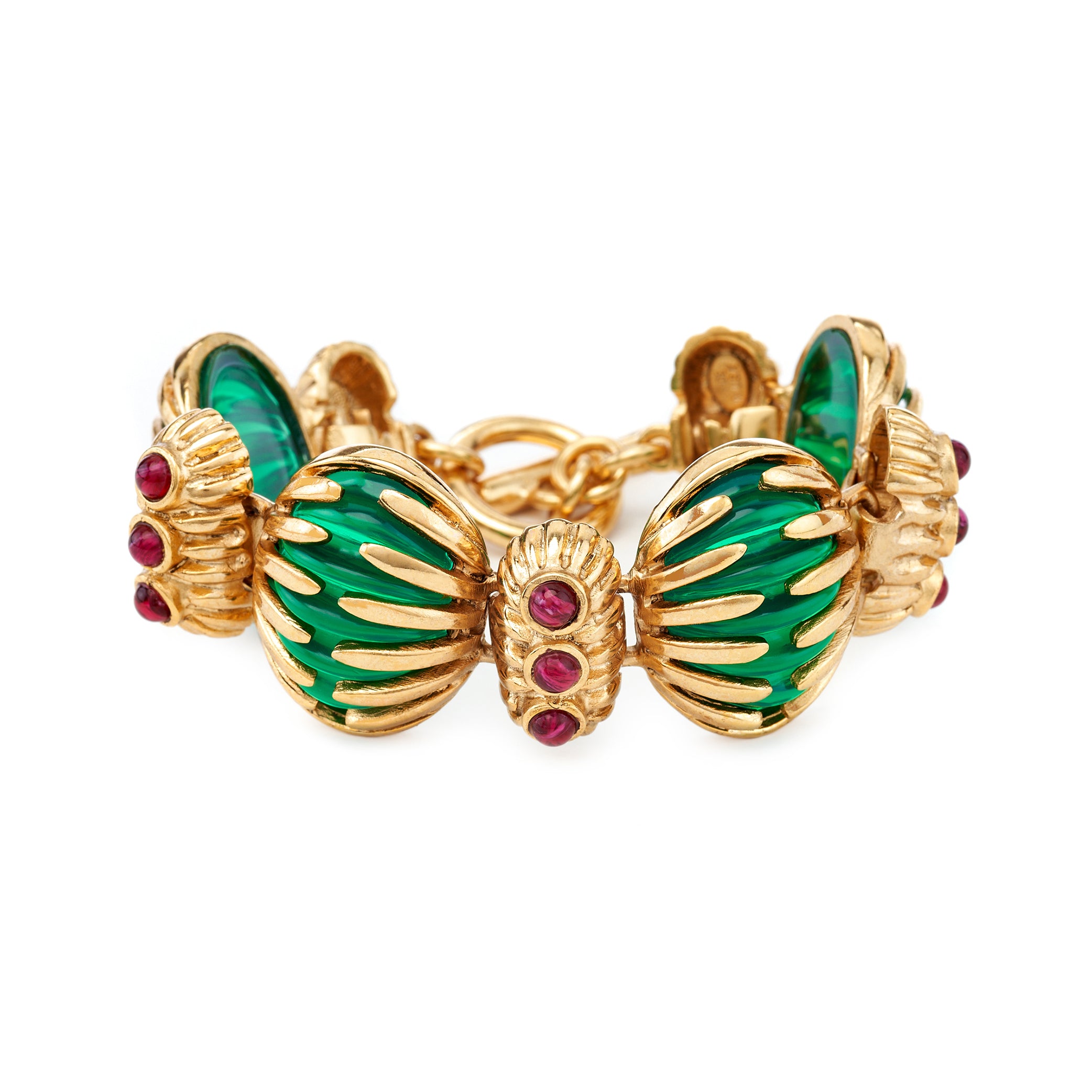 Vintage Emerald & Ruby Toggle Bracelet