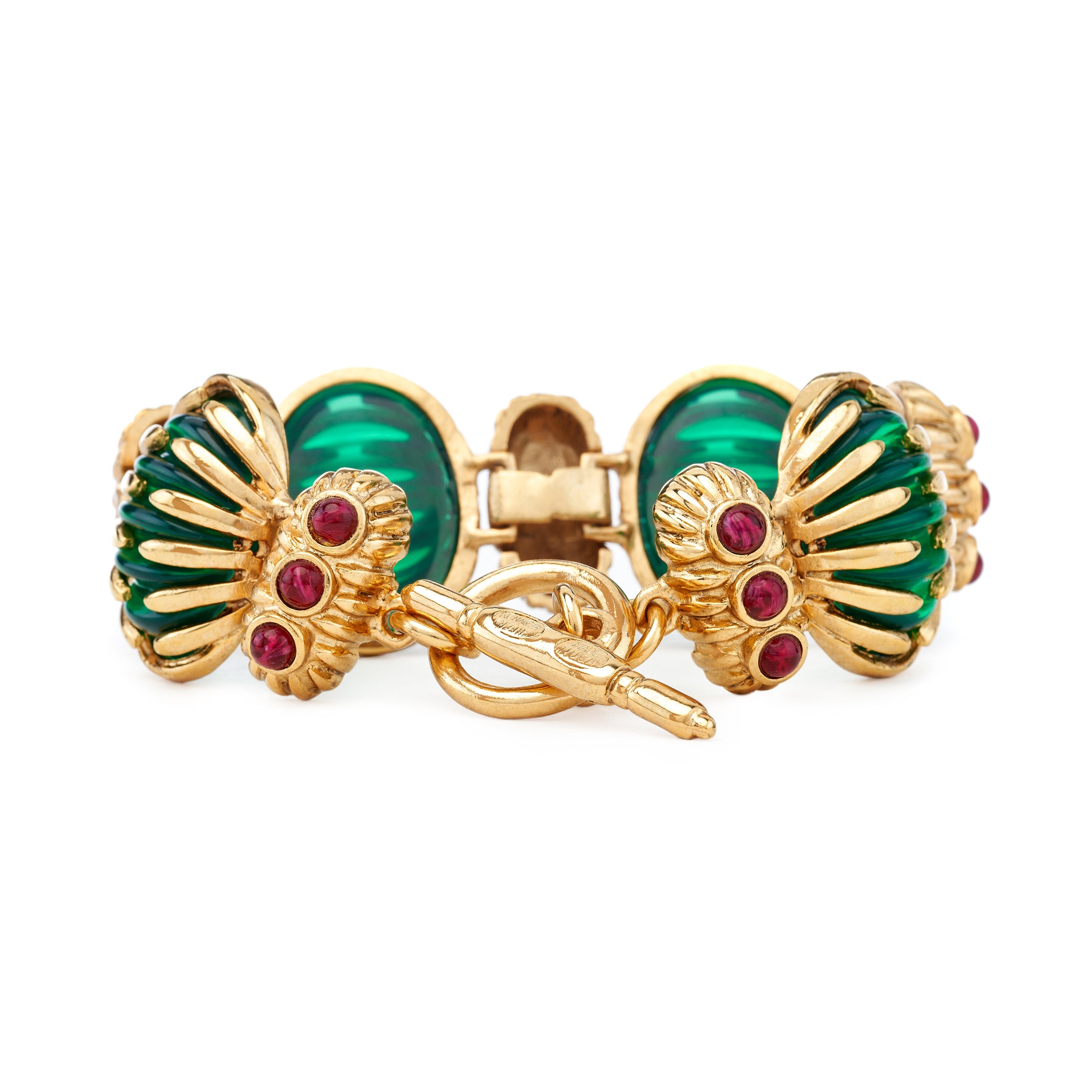 Vintage Emerald & Ruby Toggle Bracelet