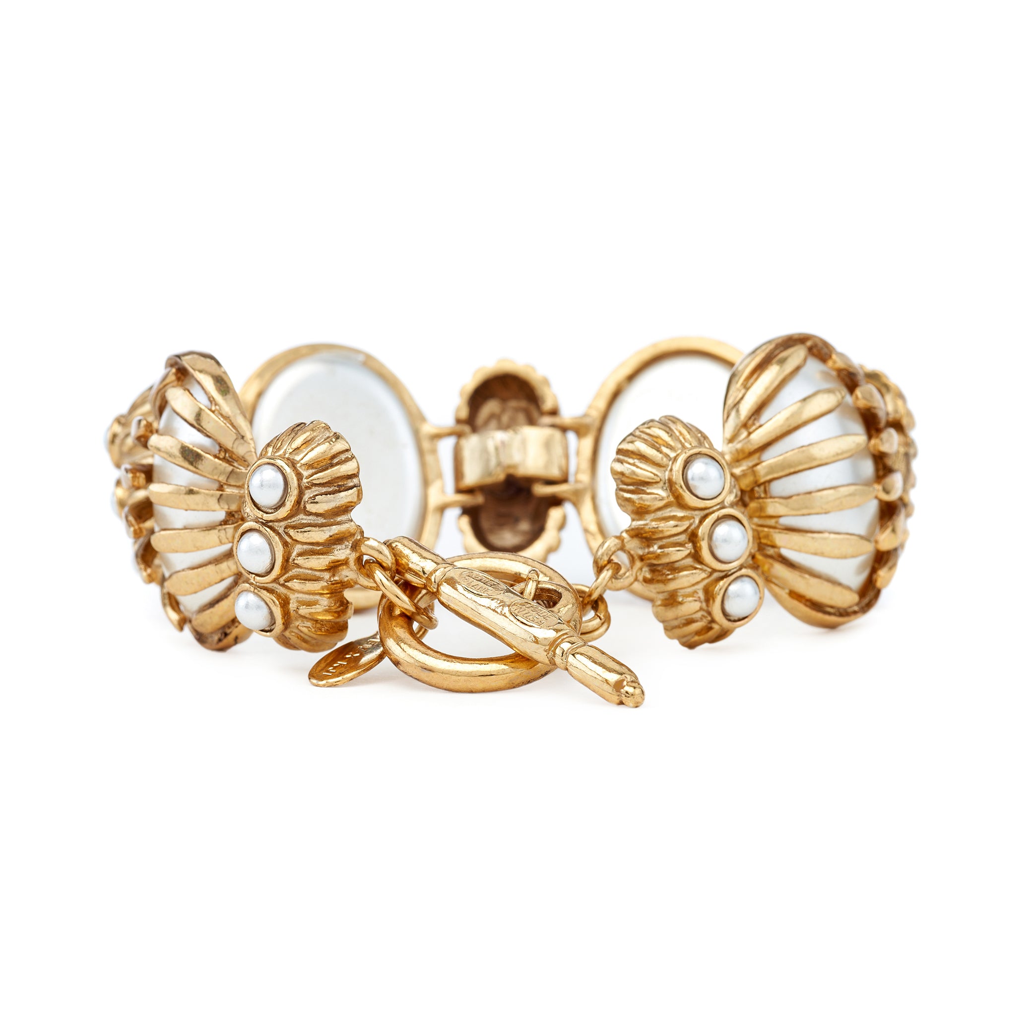 Vintage Pearl Cabochon Toggle Bracelet