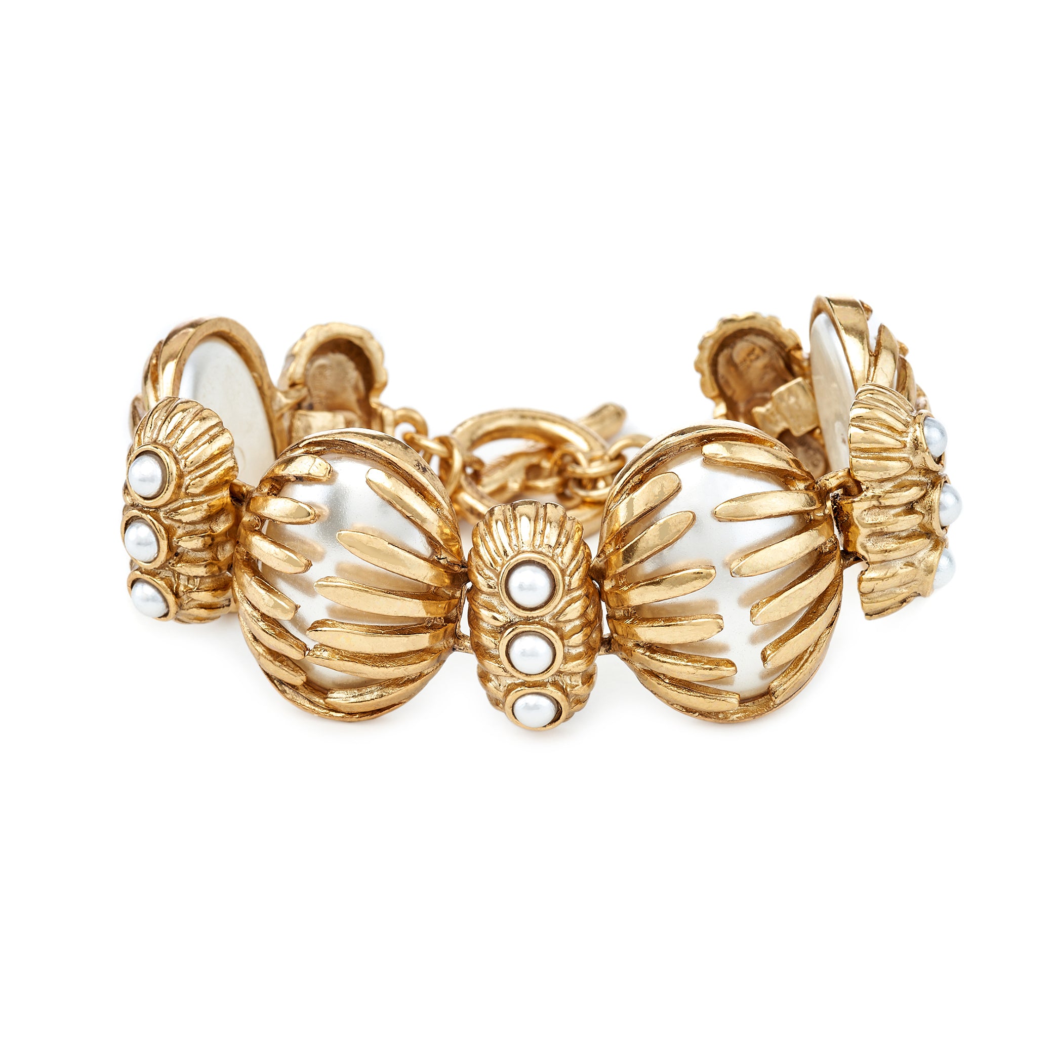 Vintage Pearl Cabochon Toggle Bracelet