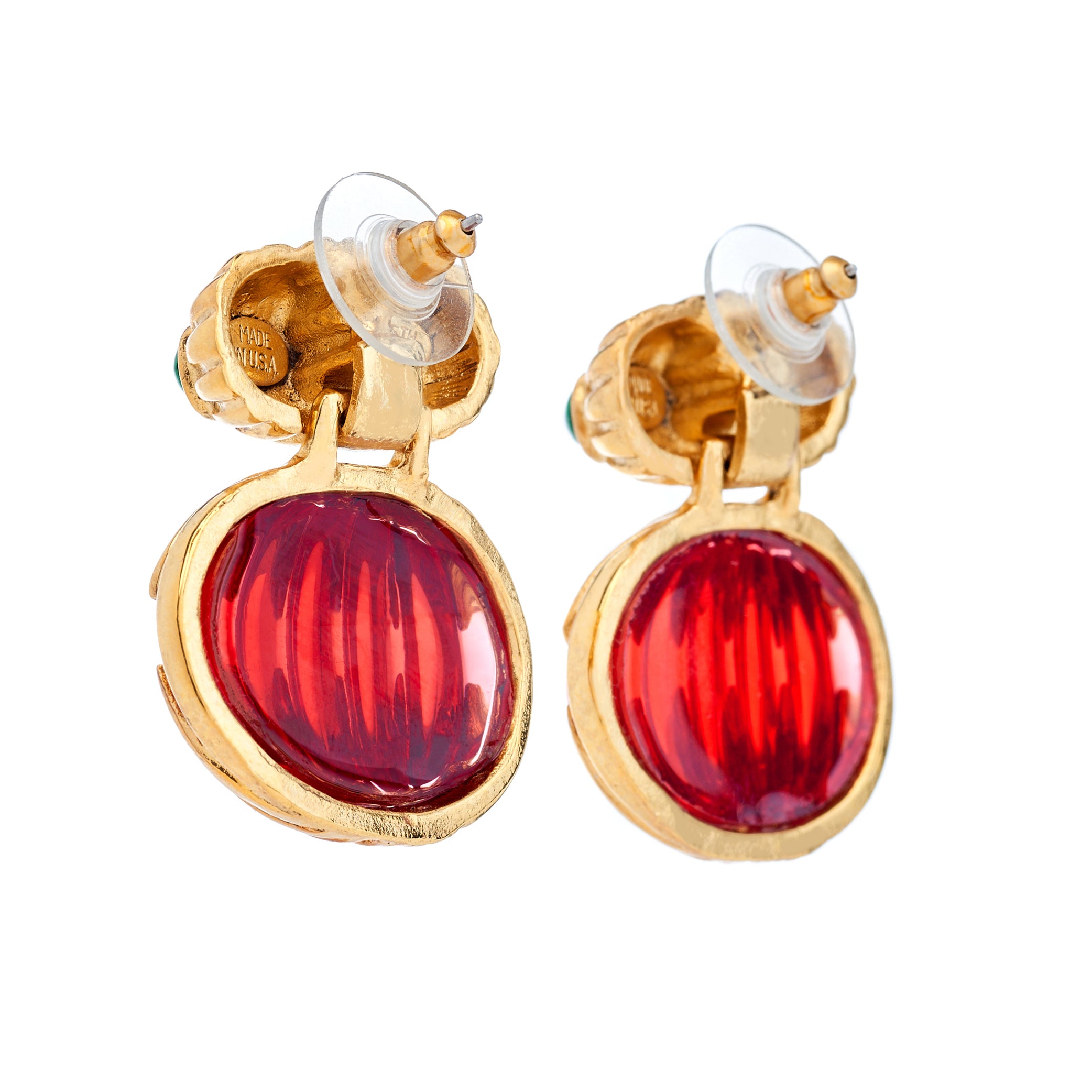 Vintage Emerald & Ruby Pierced Earrings