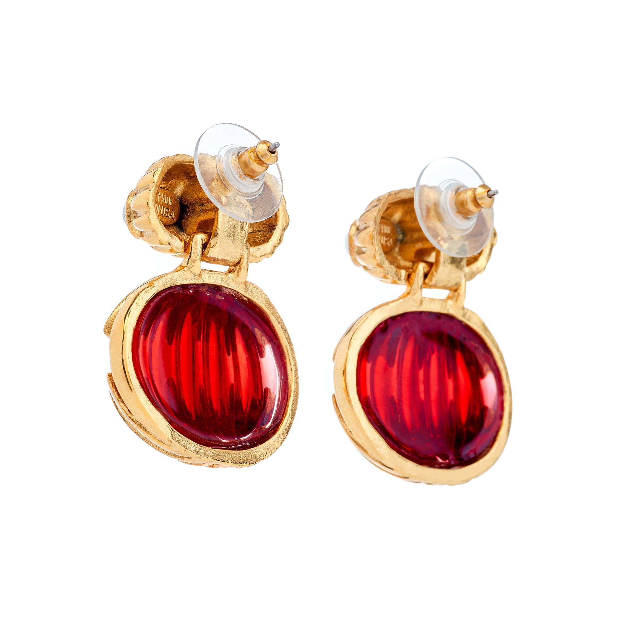 Vintage Pearl & Ruby Pierced Earrings