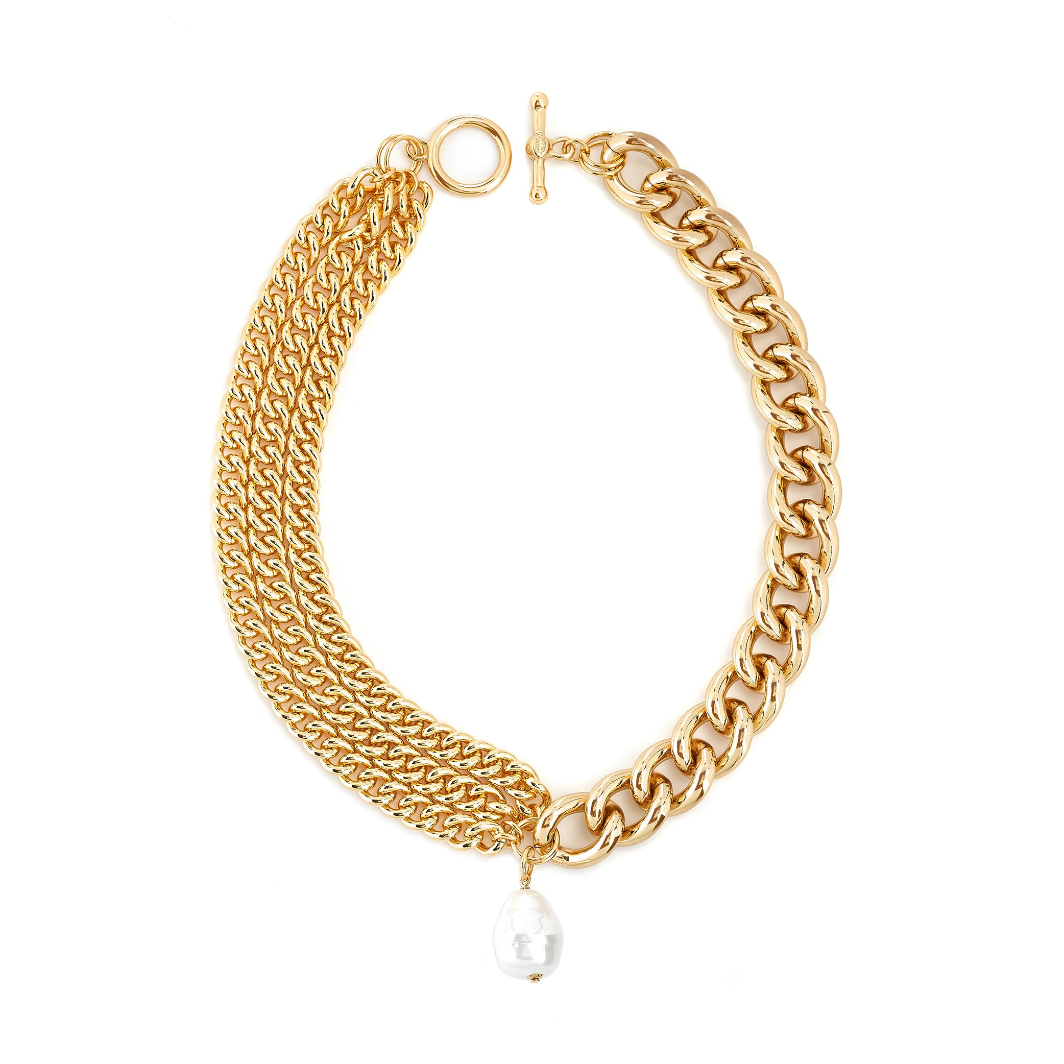 Multi Chain Necklace with Baroque Pearl