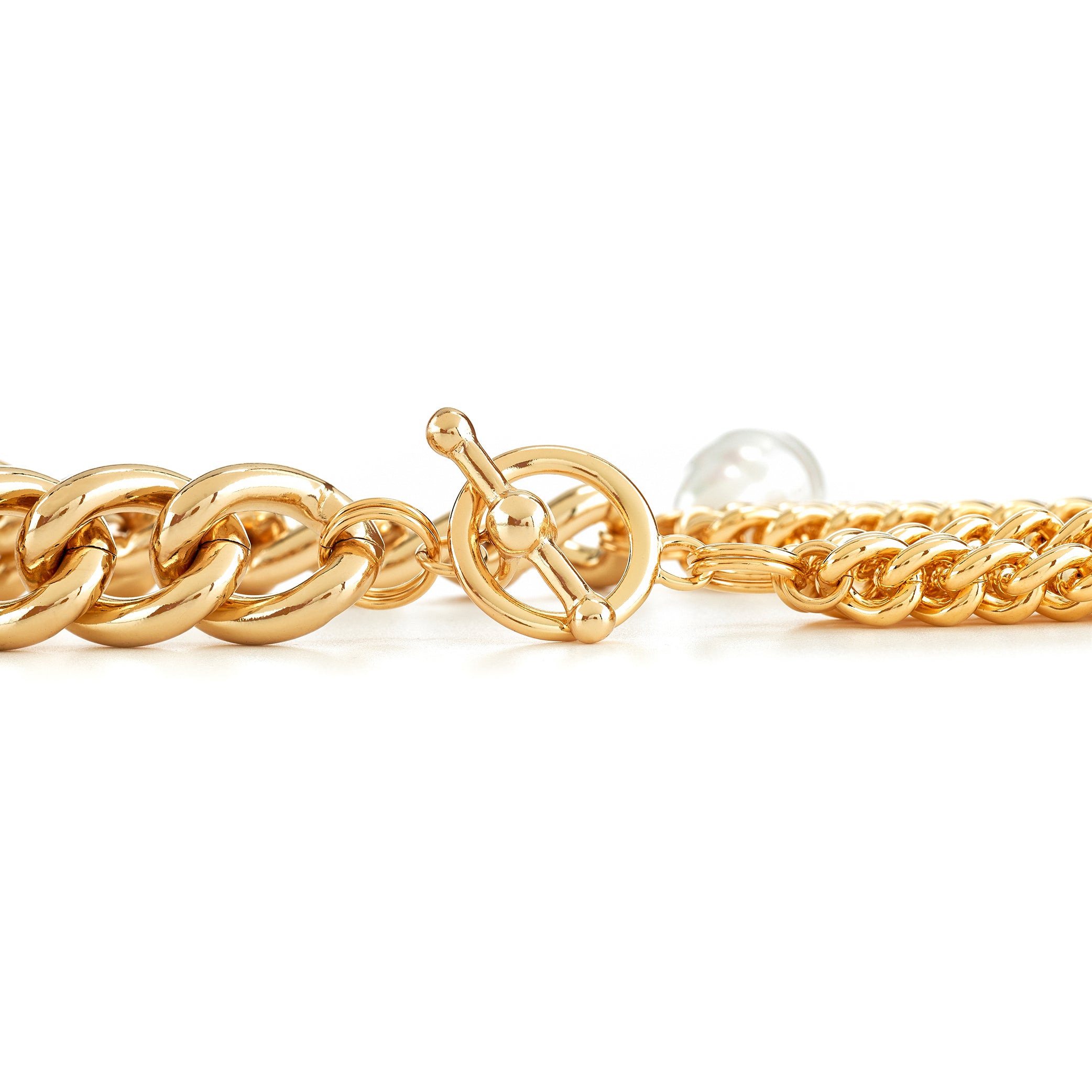 Multi Chain Necklace with Baroque Pearl