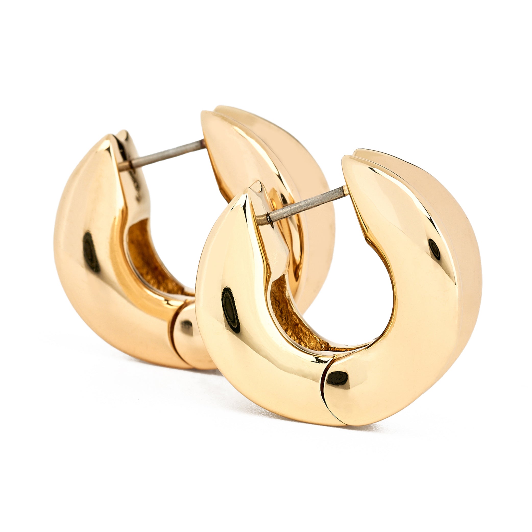 Polished Gold Hoop Huggie Earring