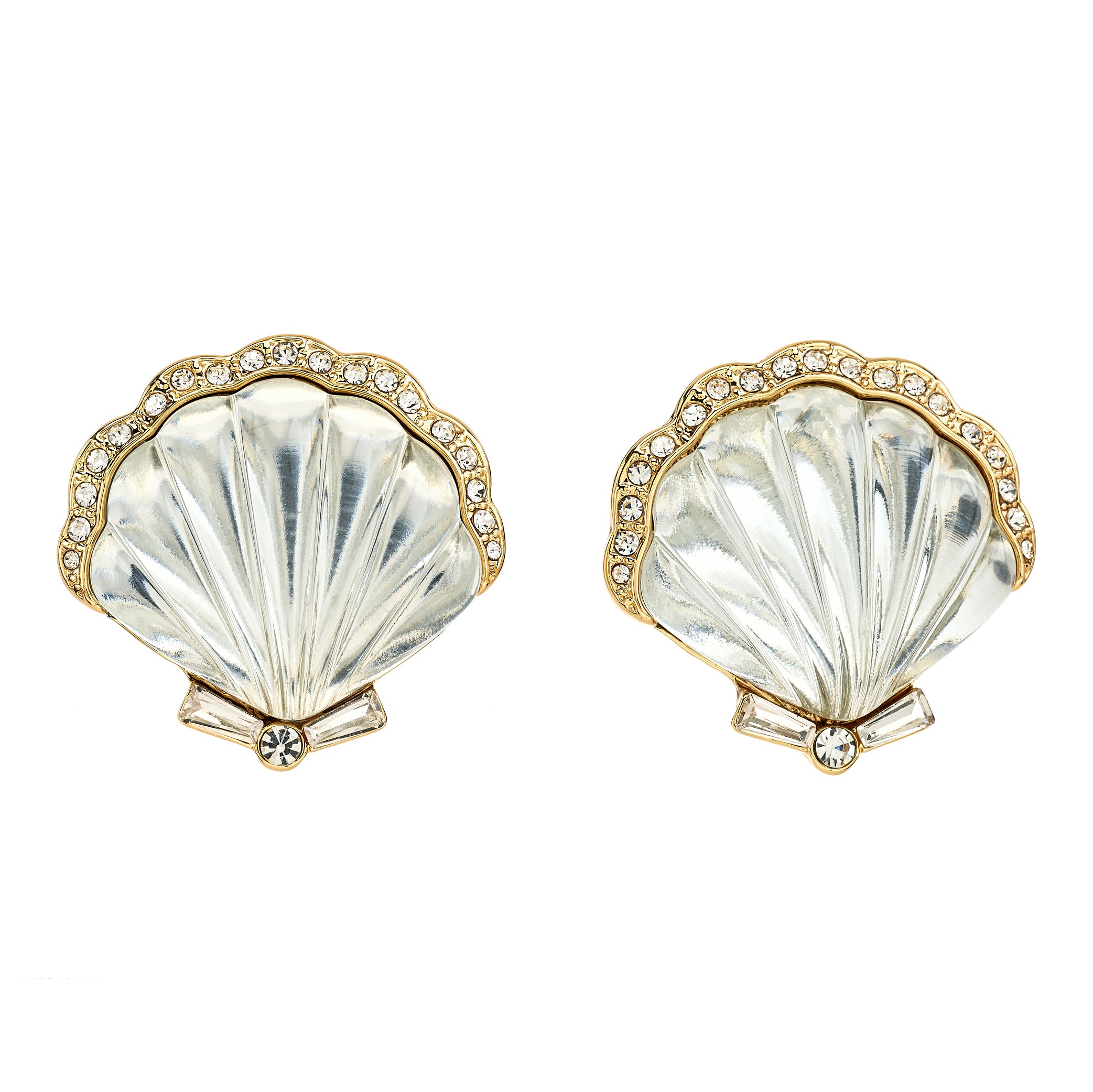 Clear Scallop Shell Clip Earring
