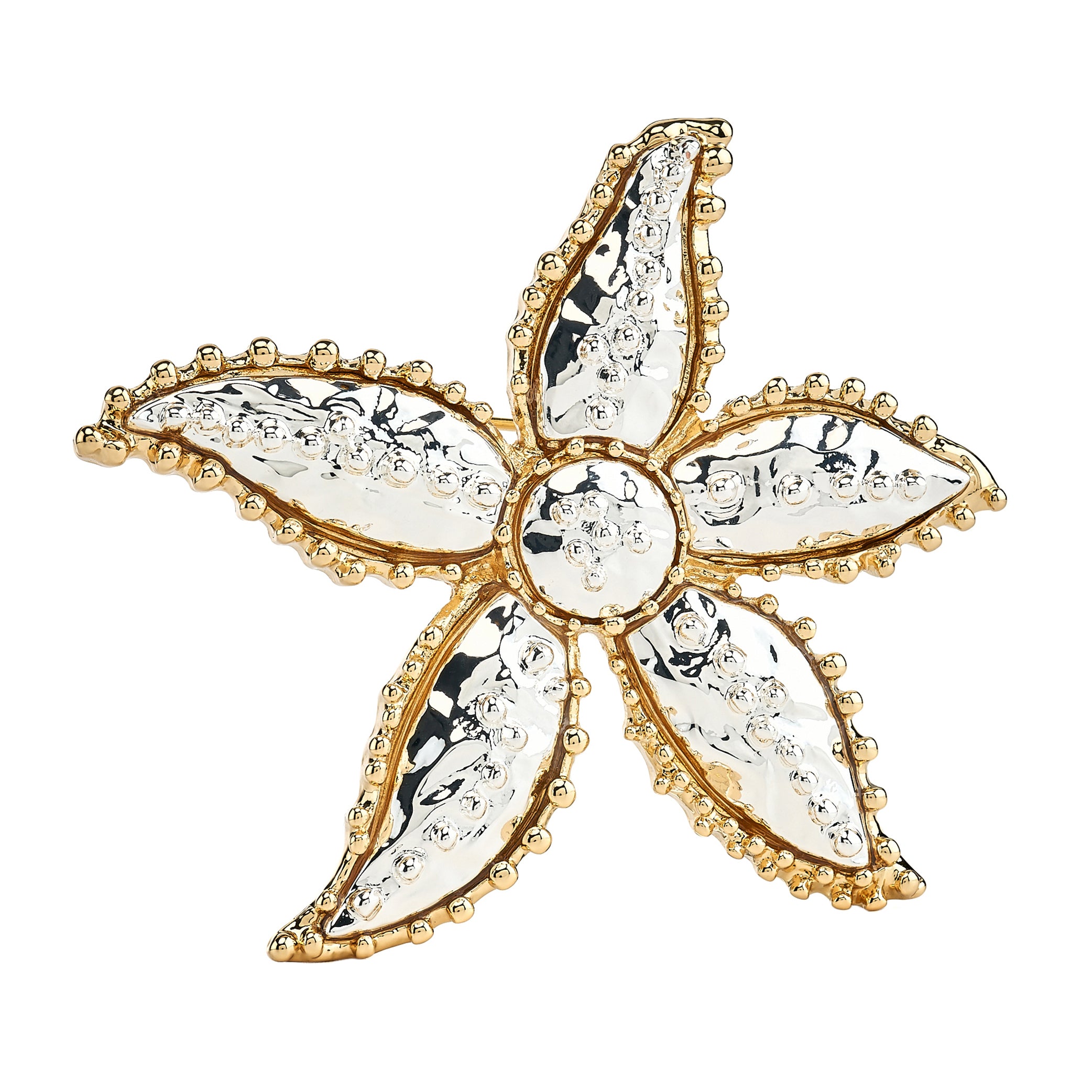 Silver and Gold-Edged Starfish Pin