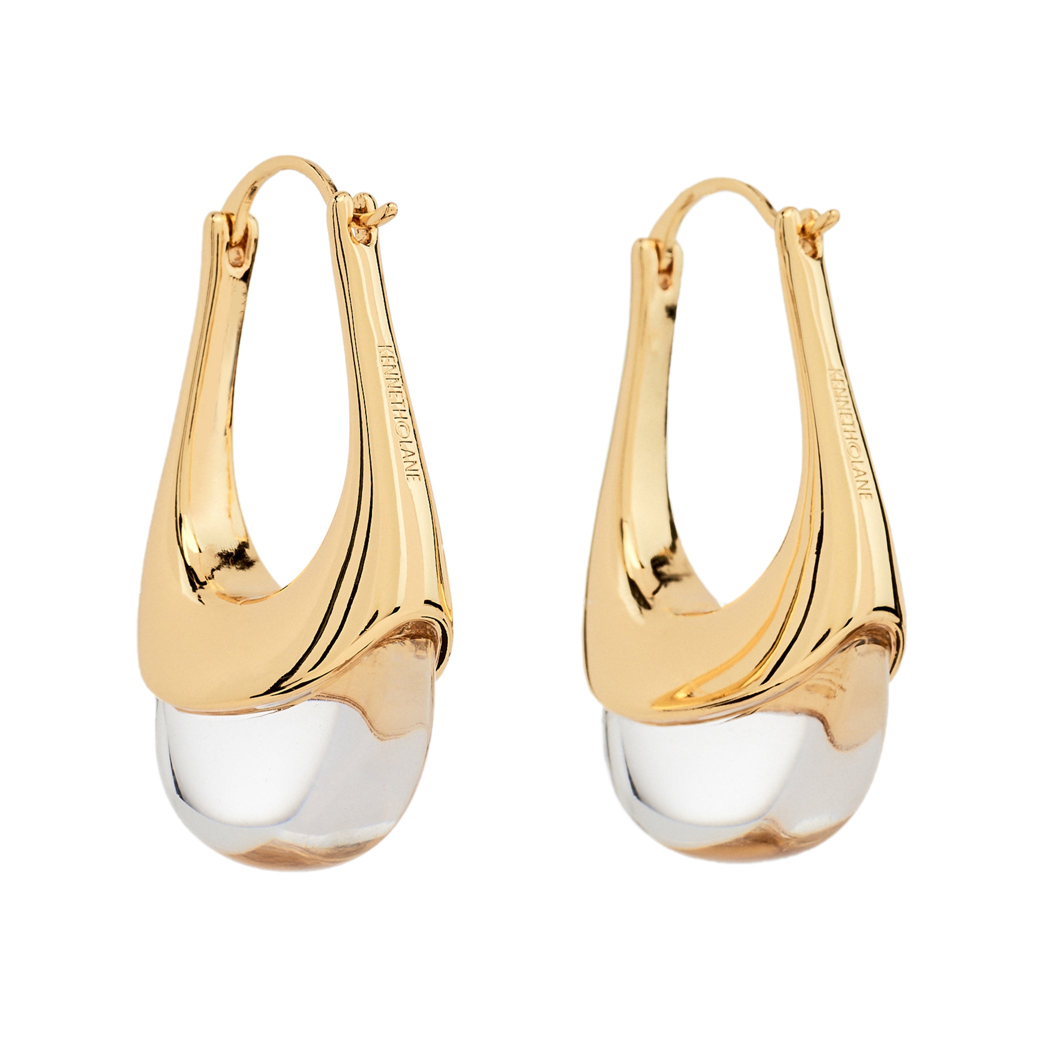Gold and Clear Drop Earrings