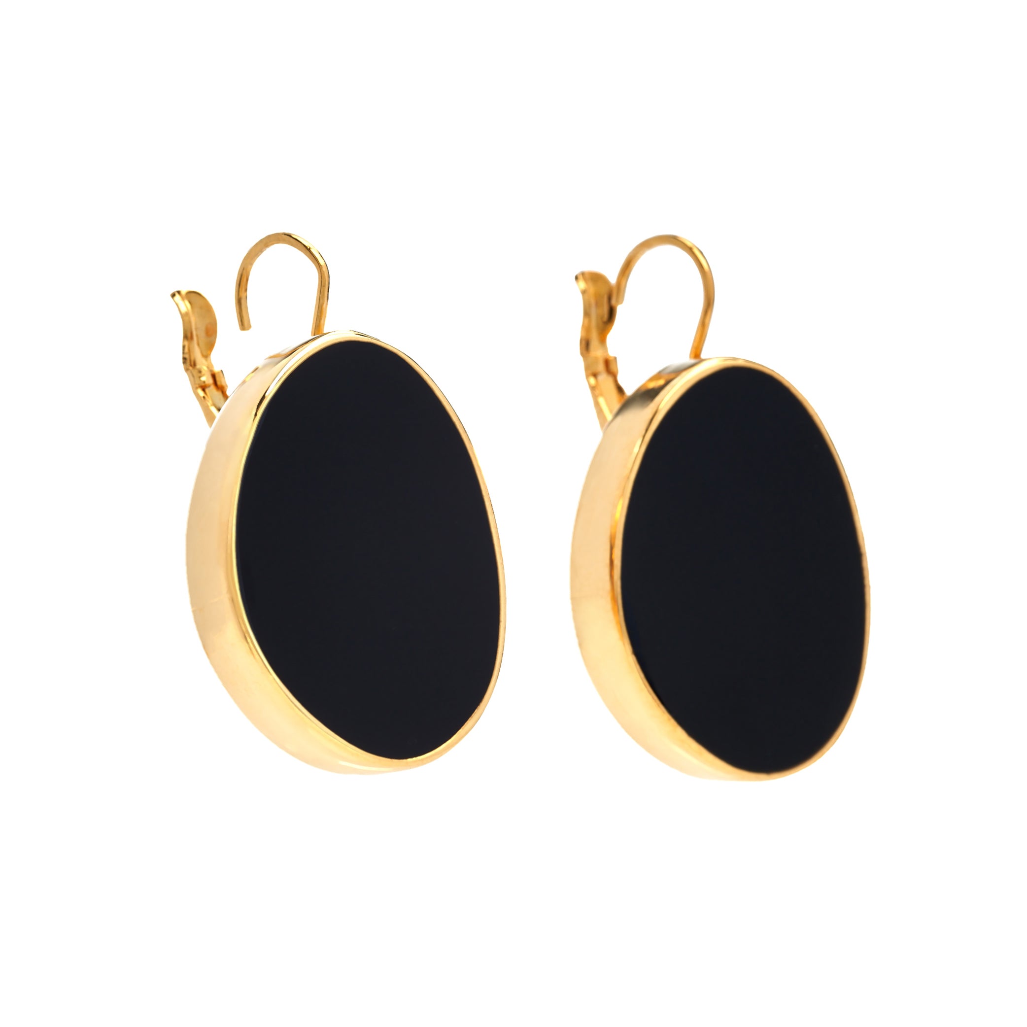 Black Kidney Pierced Earrings