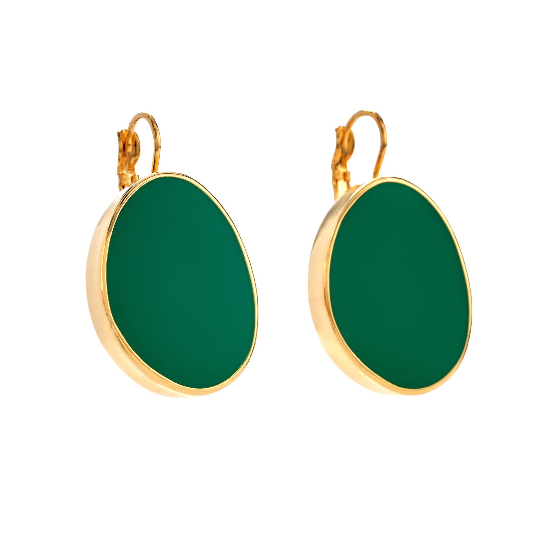 Green Kidney Pierced Earrings