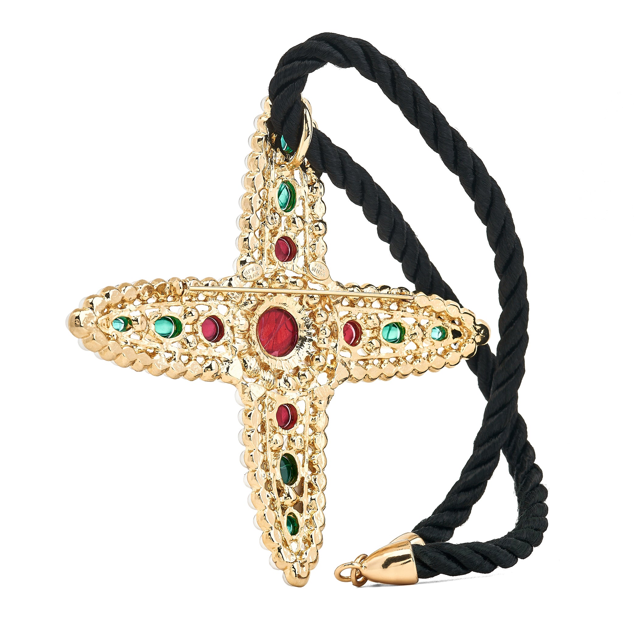 Multicolor Gem Cross Pendant Necklace