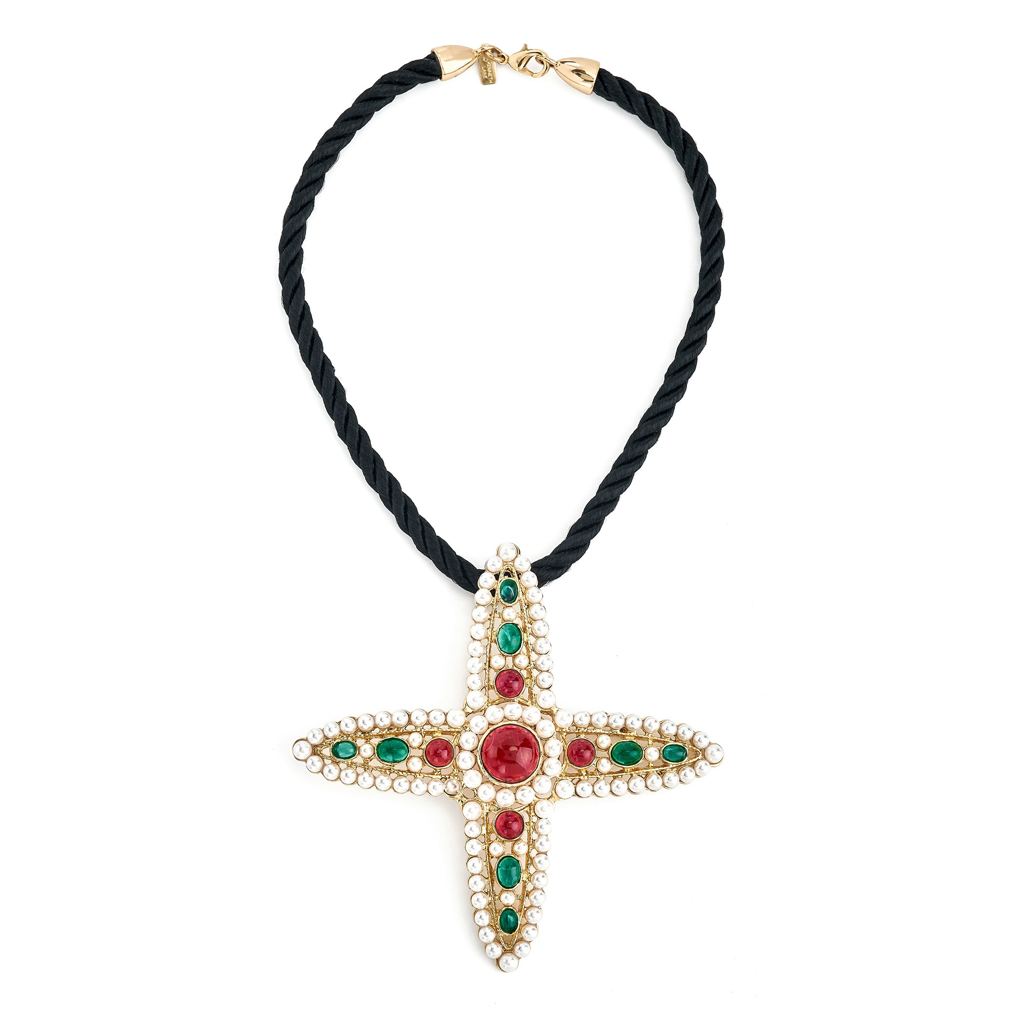 Multicolor Gem Cross Pendant Necklace