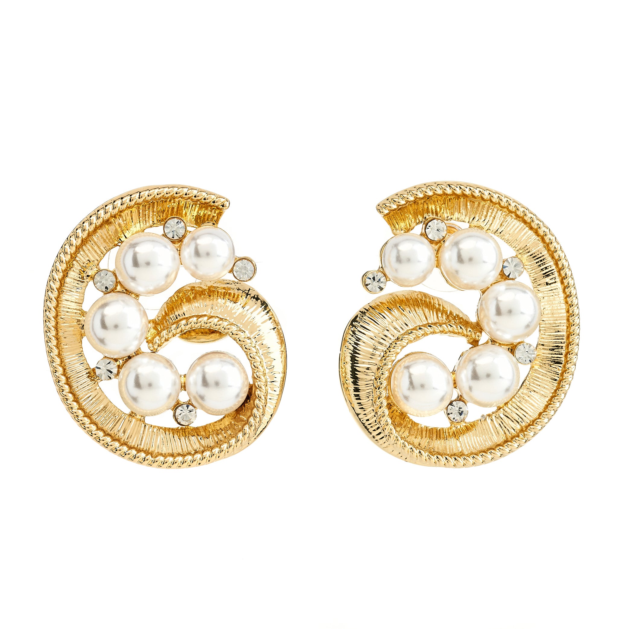 Gold Swirl Pearl Earring