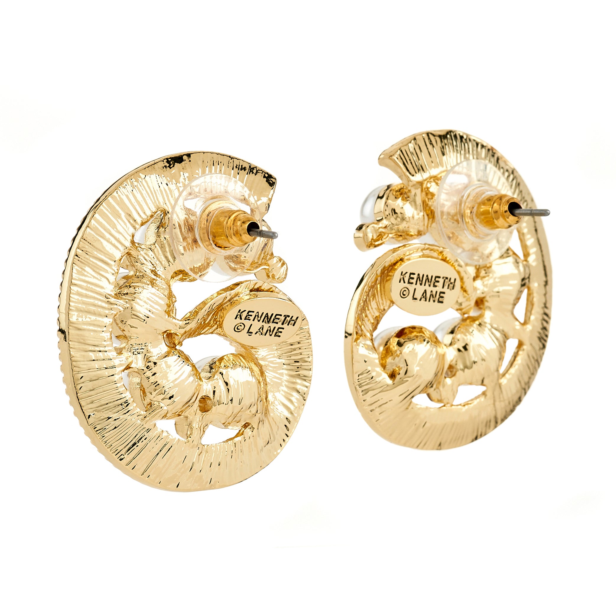 Gold Swirl Pearl Earring