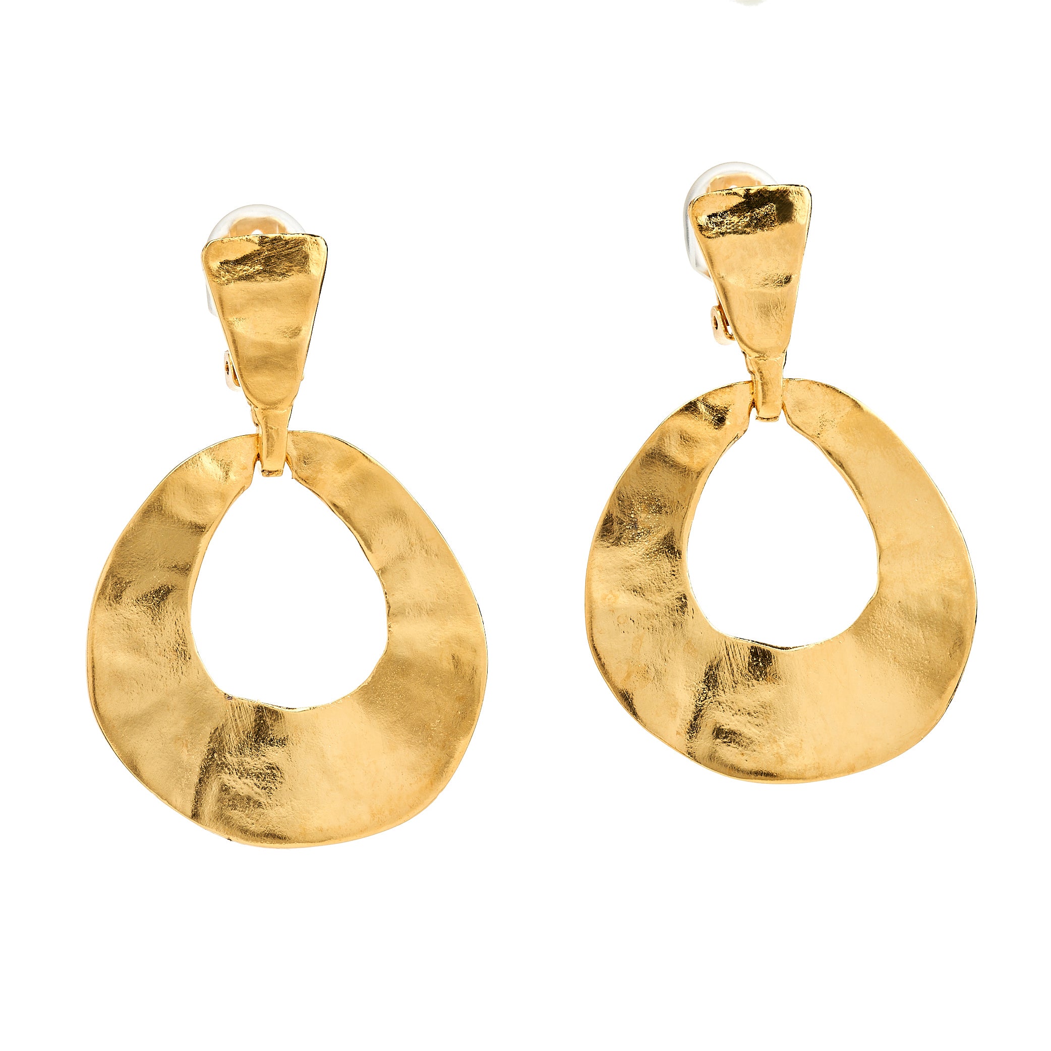 Gold Hammered Doorknocker Earrings