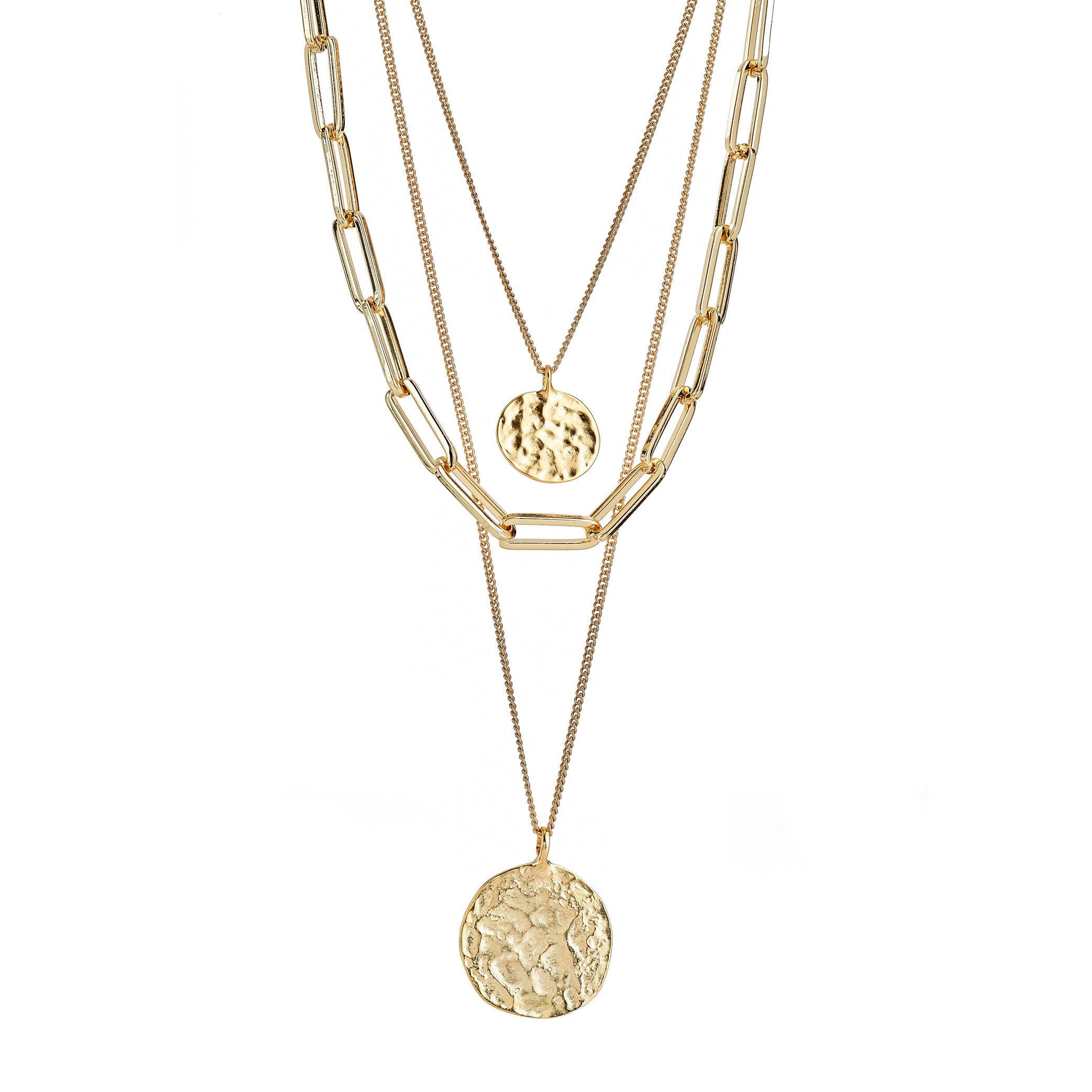 Gold Link Pendant Drop Necklace