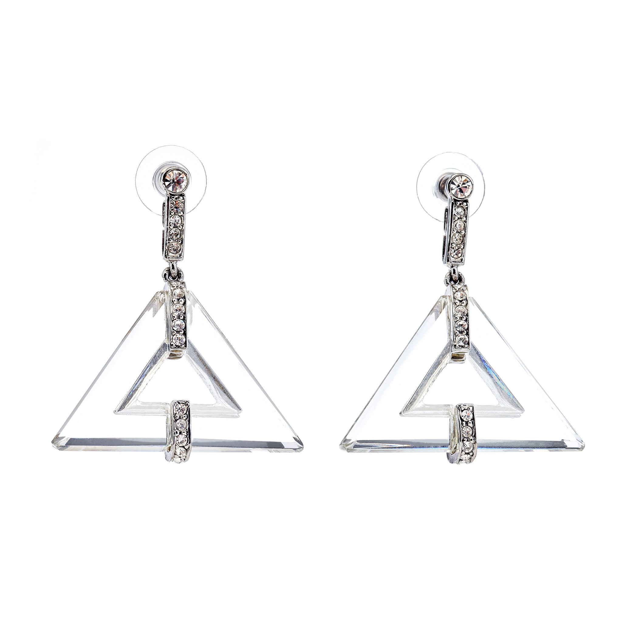 Vintage Triangle Drop Pierced Earrings