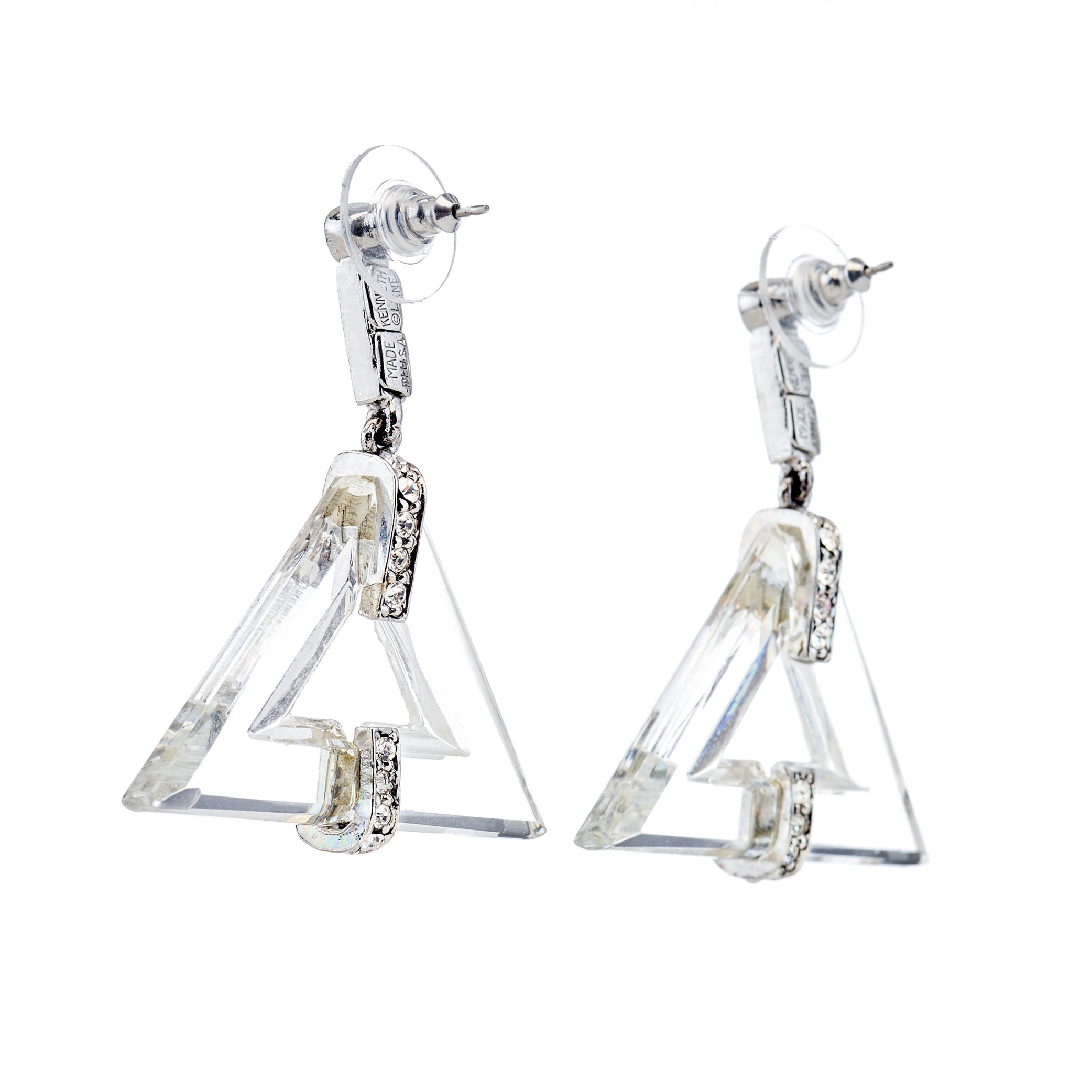 Vintage Triangle Drop Pierced Earrings