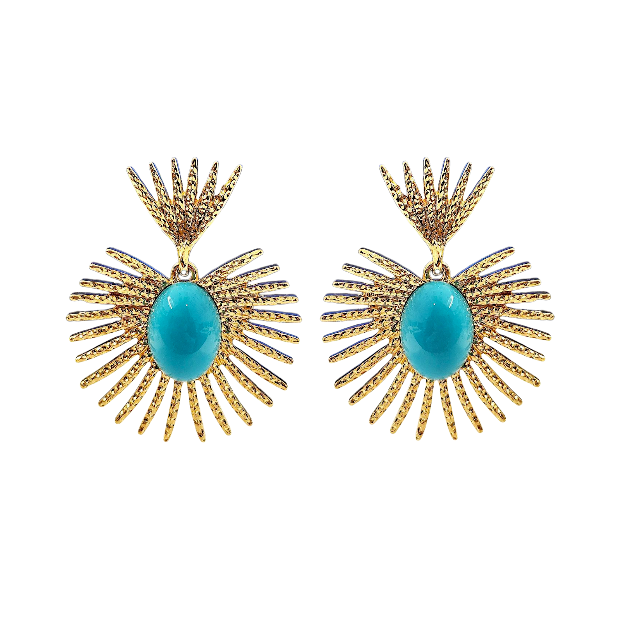 Gold Fan Post Earrings