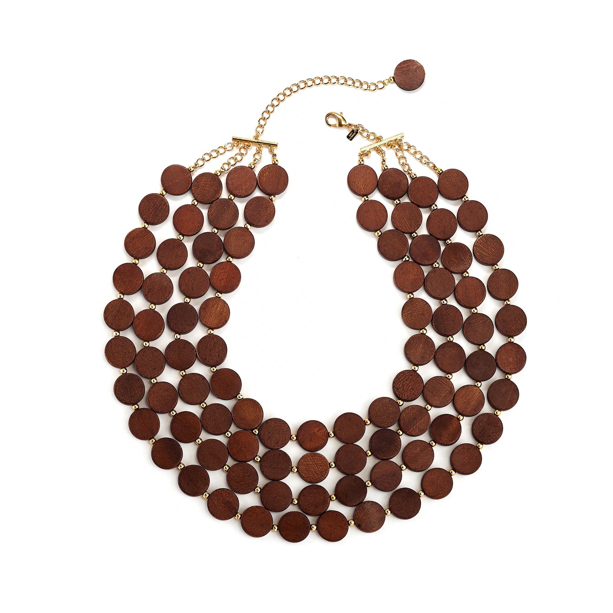 Graduated Wood Discs Necklace