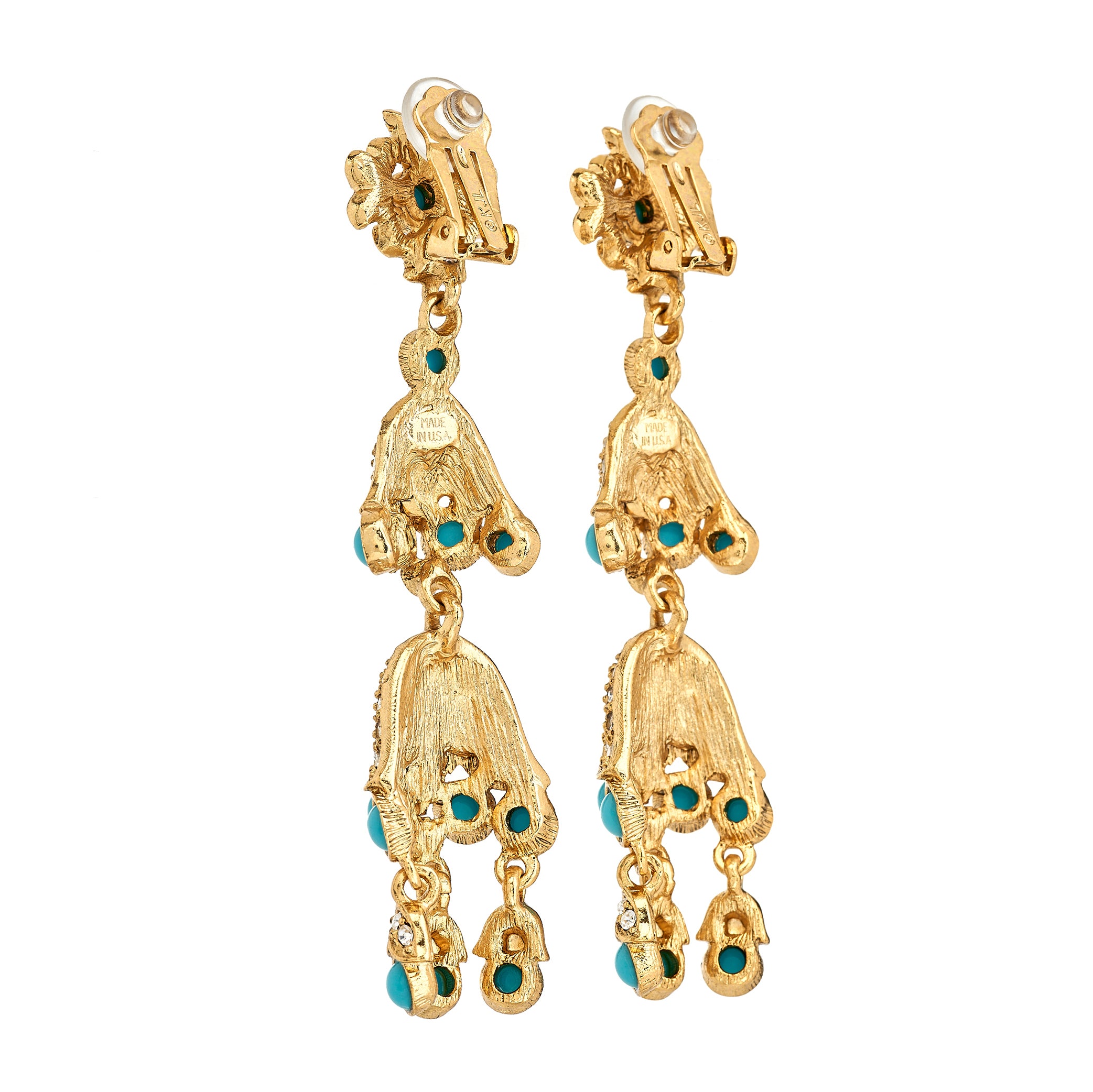 Vintage Two-Tier Turquoise and Crystal Drop Earring