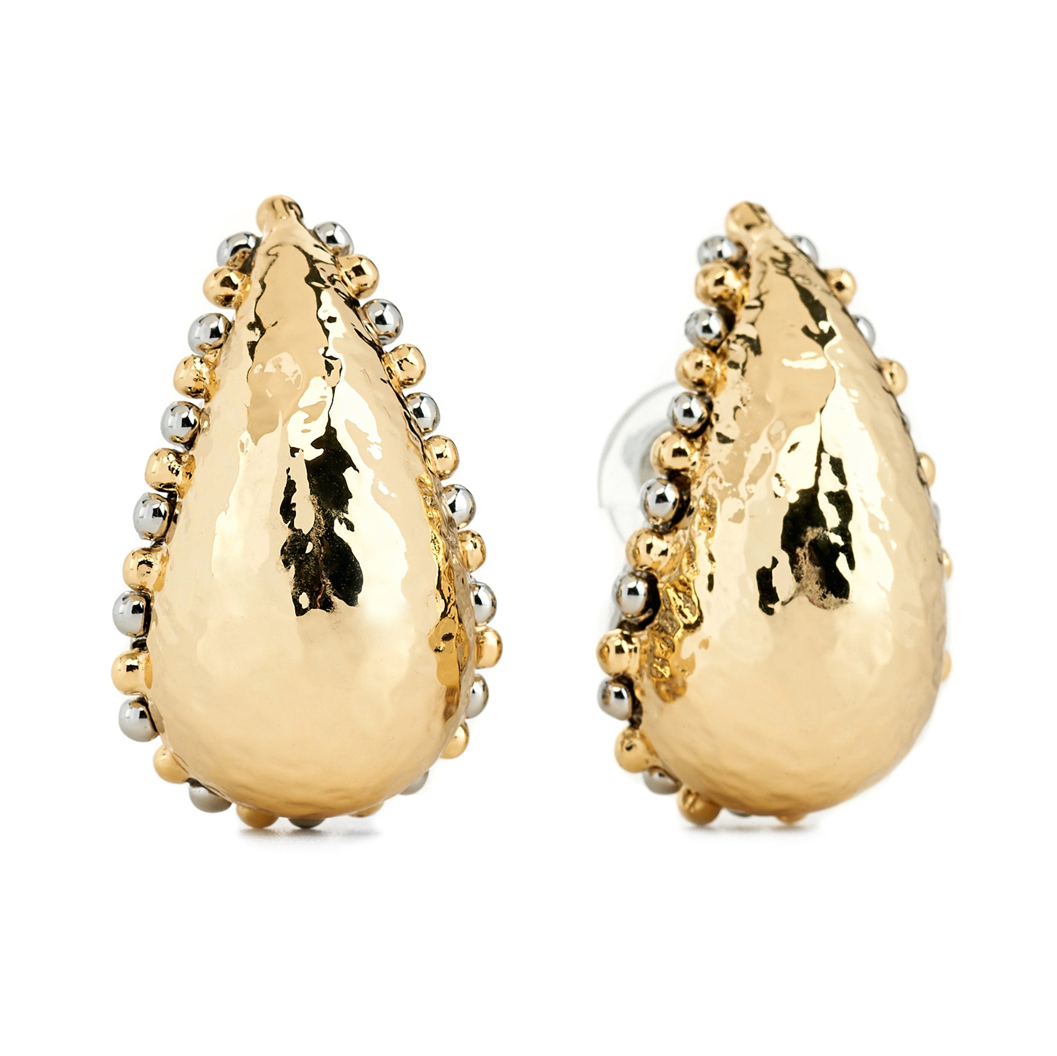 Gold Teardrop Beaded Earrings