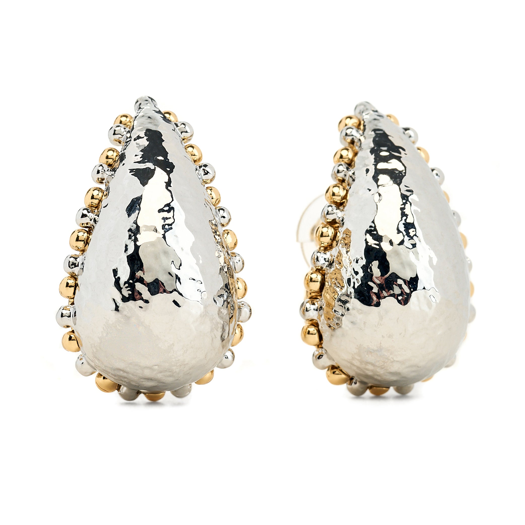 Silver Teardrop Beaded Earrings