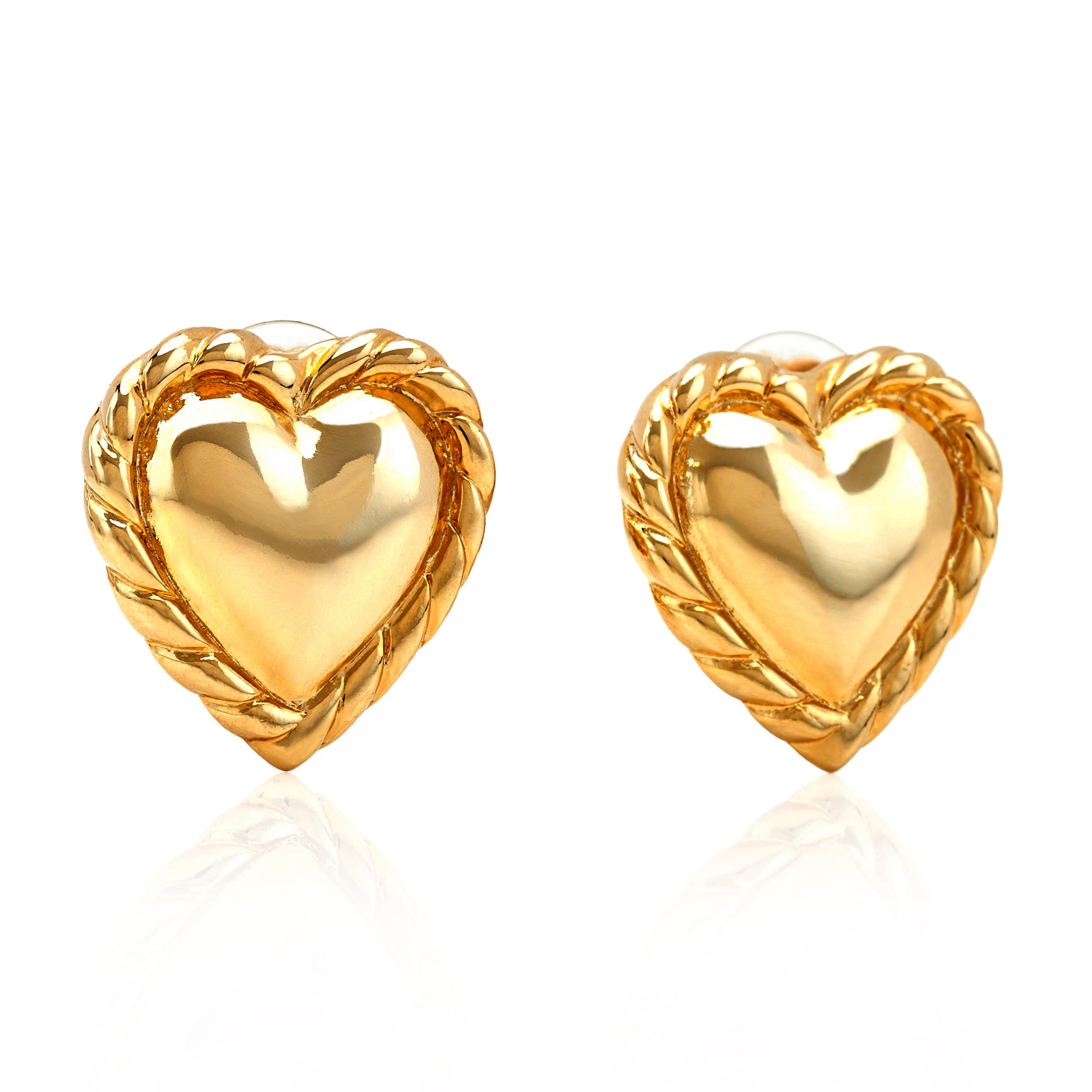 Polished Gold Heart Clip Earring