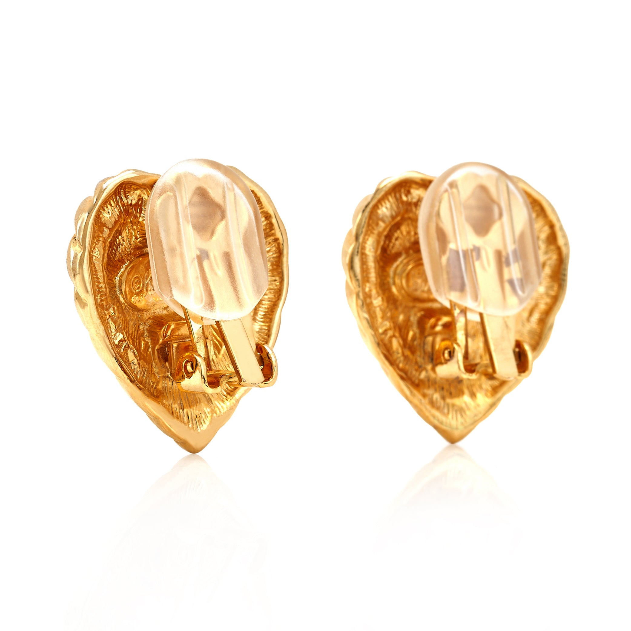 Polished Gold Heart Clip Earring