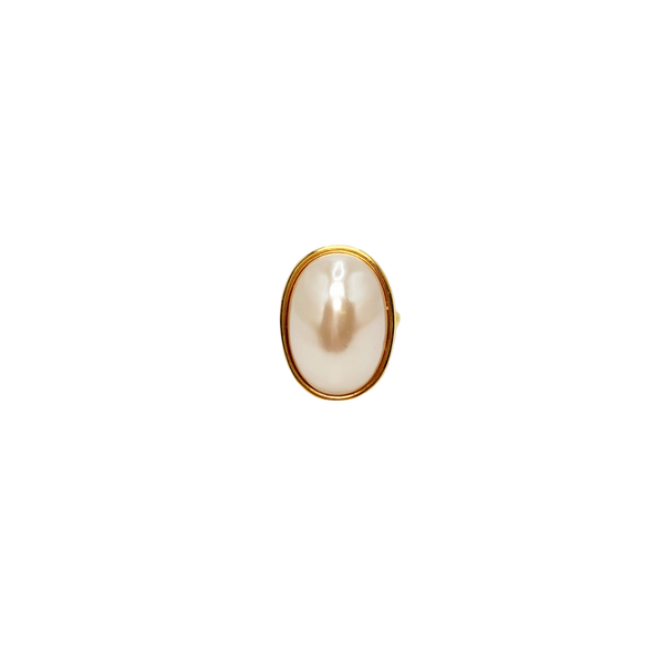 Oval Pearl Adjustable Ring