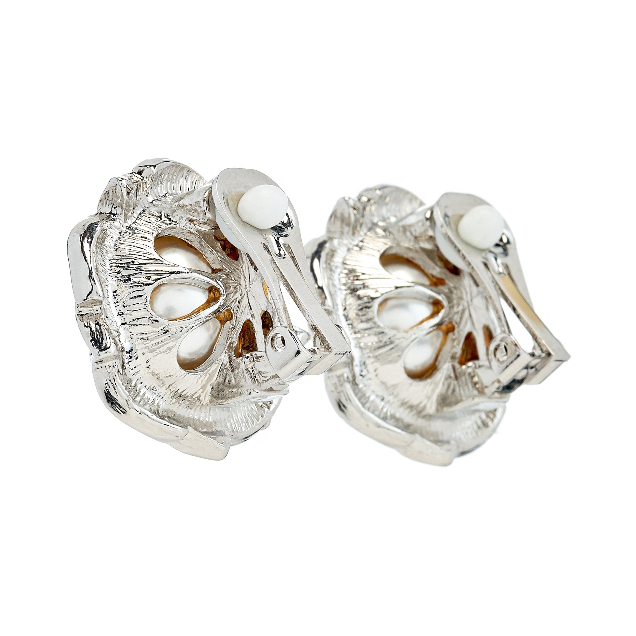 Rhinestone and Pearl Ball Clip-On Earrings