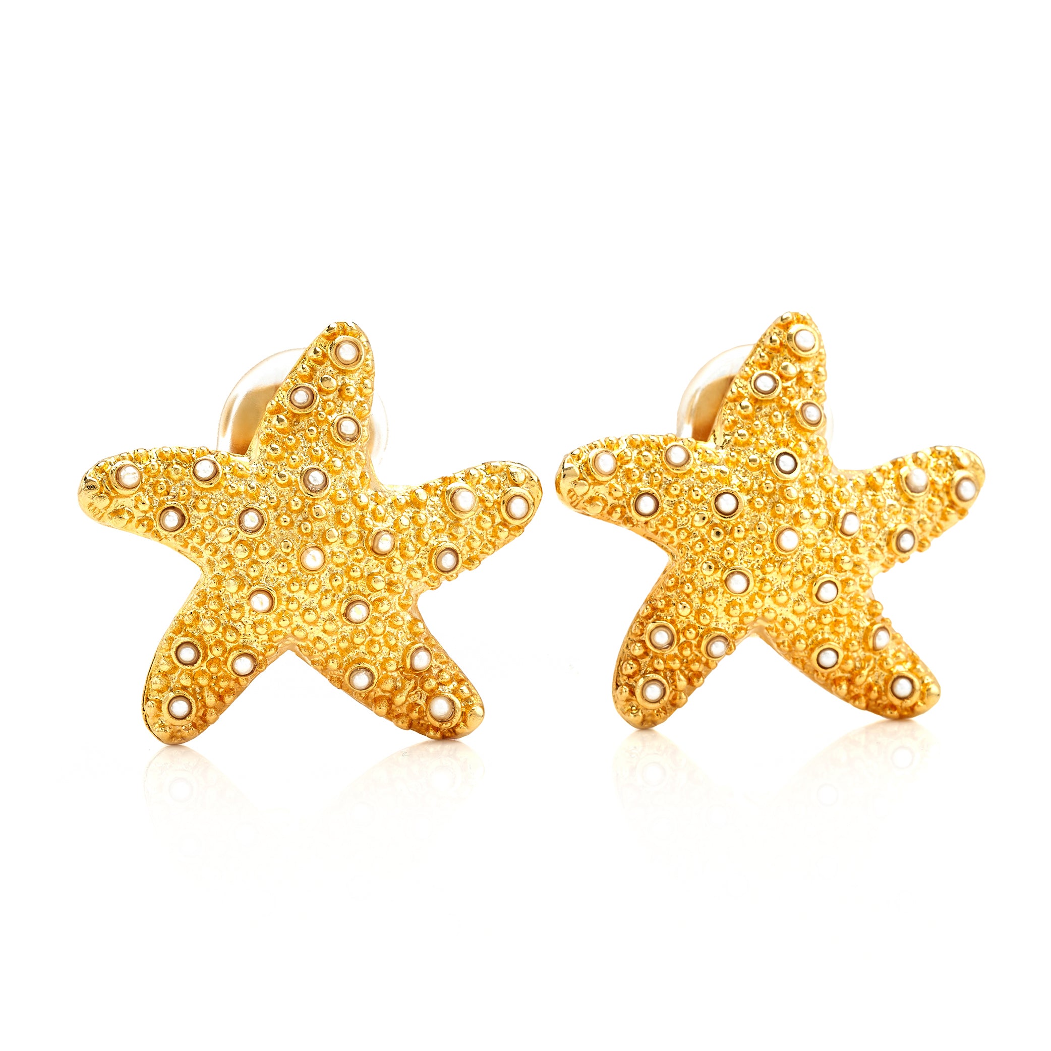 Pearl Starfish Clip-On Earrings