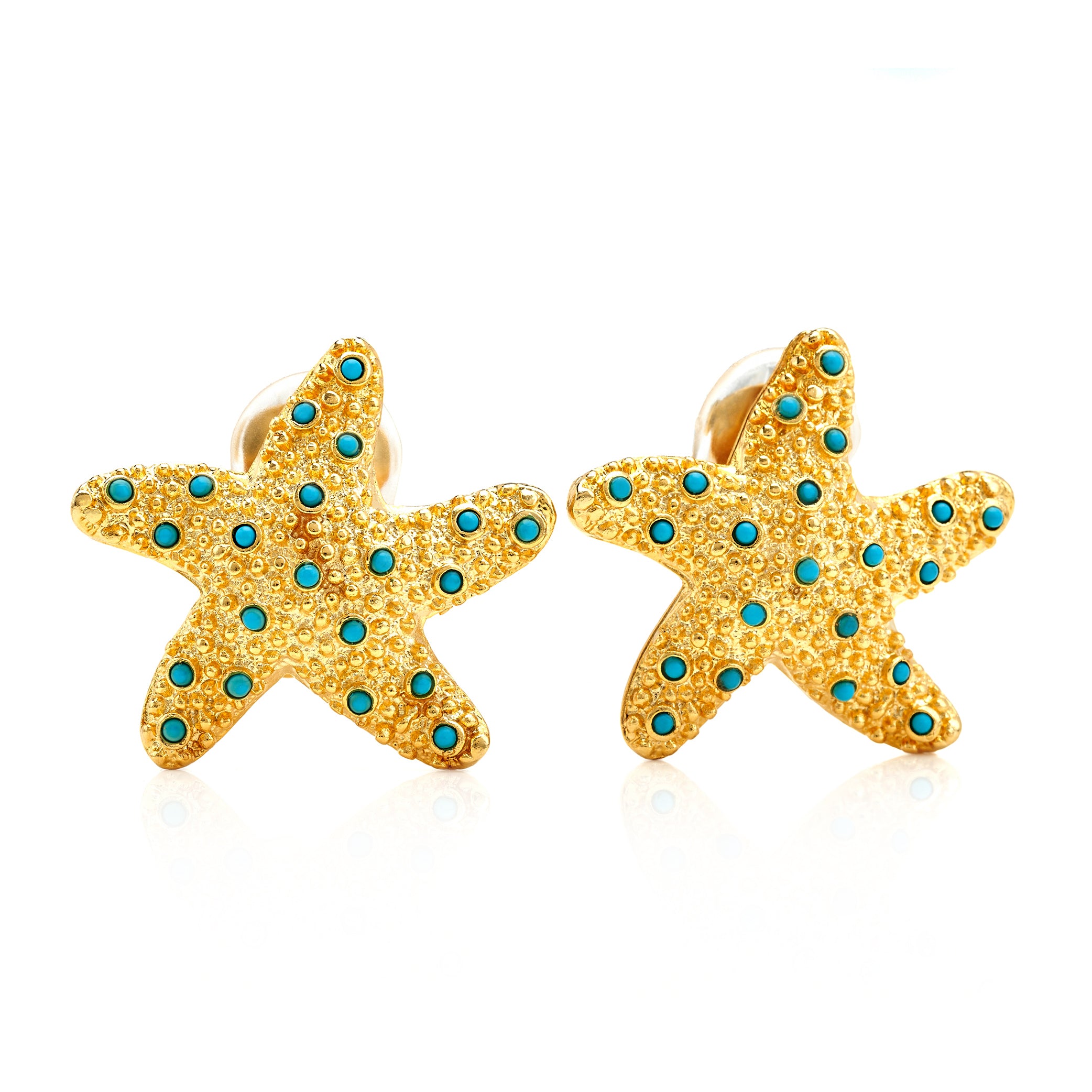 Turquoise Starfish Clip-On Earrings